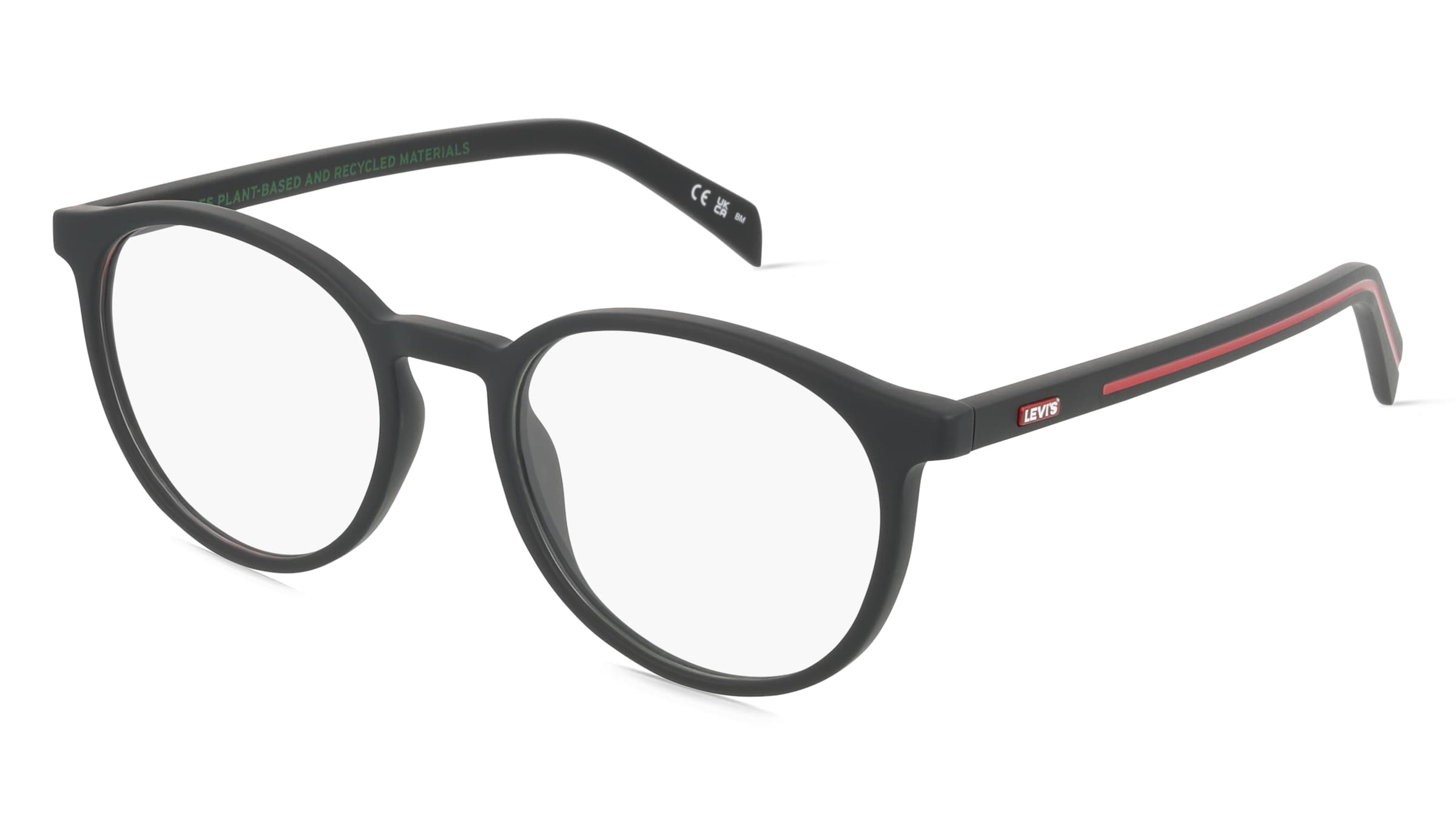 Levi's LV5048 Unisex-Brille inkl. Gläser Vollrand Panto Kunststoff-Gestell 51/19/145, Schwarz