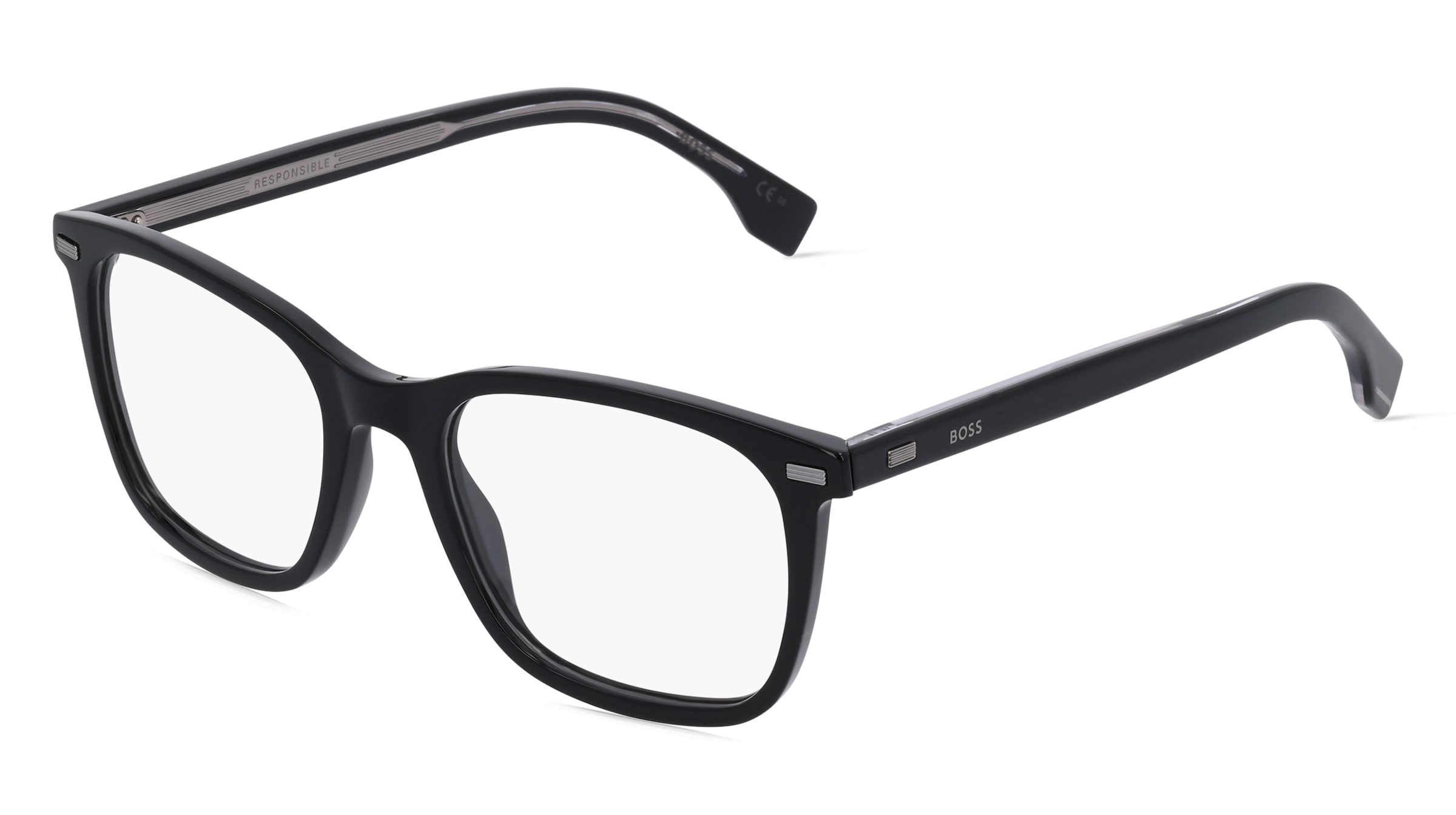 Boss 1369 Herren-Brille inkl. Gläser Vollrand Quadratisch Acetat-Gestell 53/20/145, Schwarz