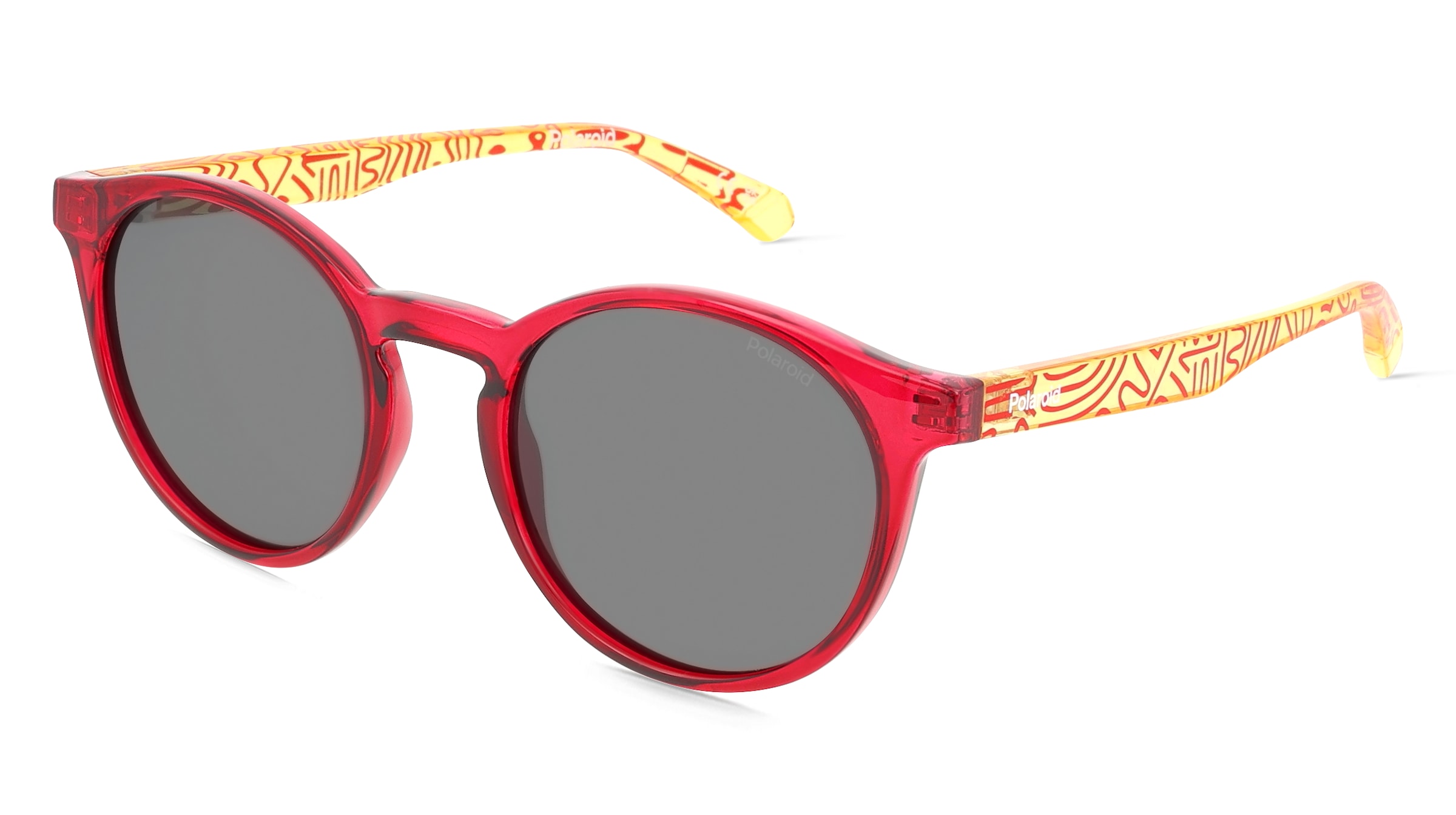 Polaroid 207385 Kinder-Sonnenbrille Vollrand Panto Kunststoff-Gestell, Rot