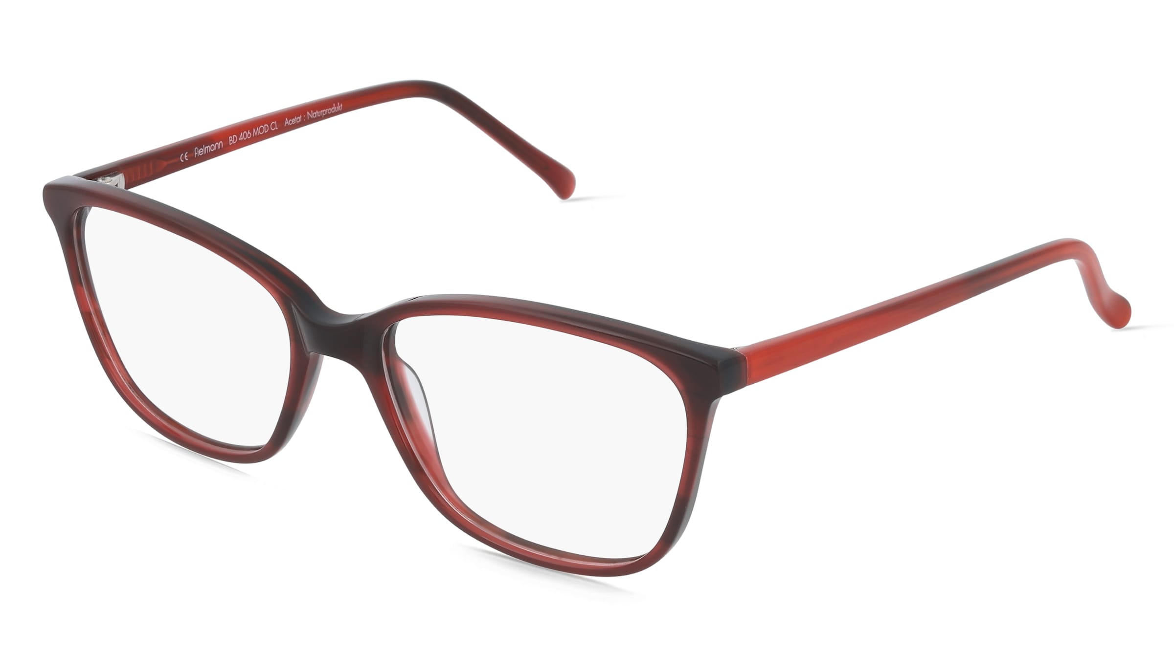 Fielmann BD 406 MOD CL Damen-Brille inkl. Gläser Vollrand Quadratisch Acetat-Gestell 53/17/135, Rot
