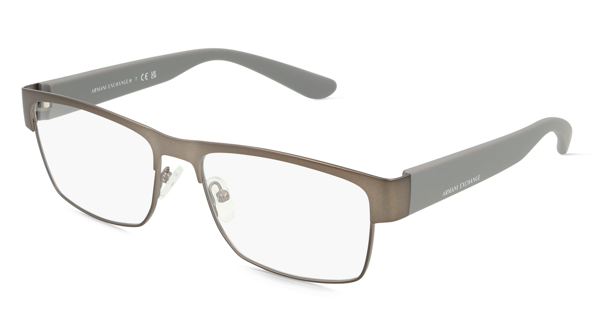 Armani Exchange 0AX1065 Herren-Brille inkl. Gläser Vollrand Quadratisch Metall-Gestell 56/17/145, Grau