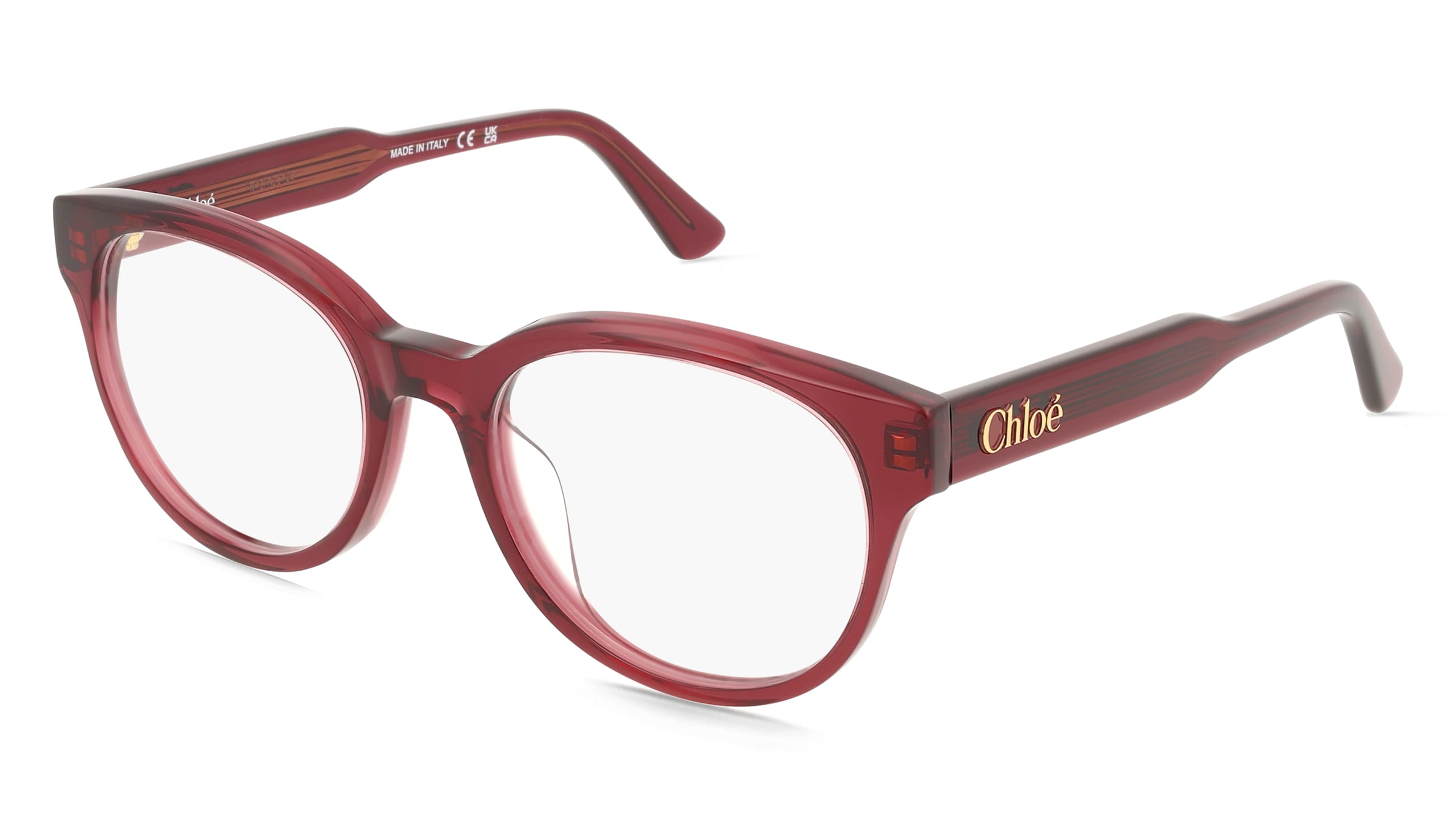 Chloé CH0343OA Damen-Brille inkl. Gläser Vollrand Rund Acetat-Gestell 52/19/145, Rot