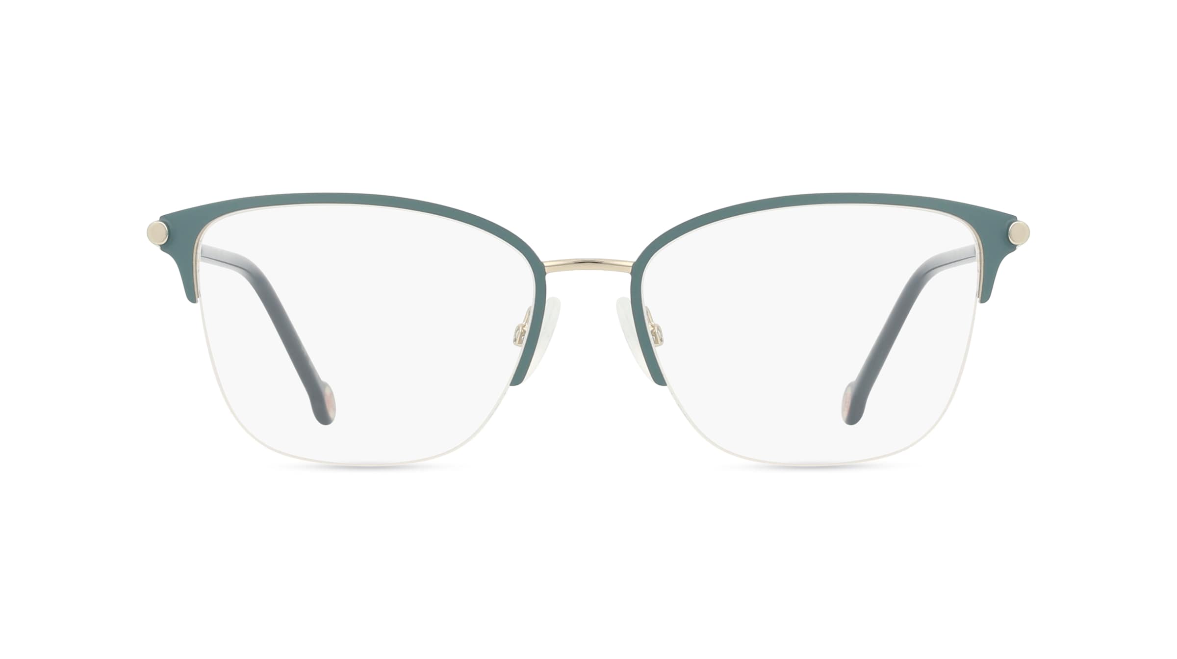 Carolina Herrera CH0033 Damen-Brille inkl. Gläser Halbrand Browline Metall-Gestell 53mm/17mm/145mm, grün