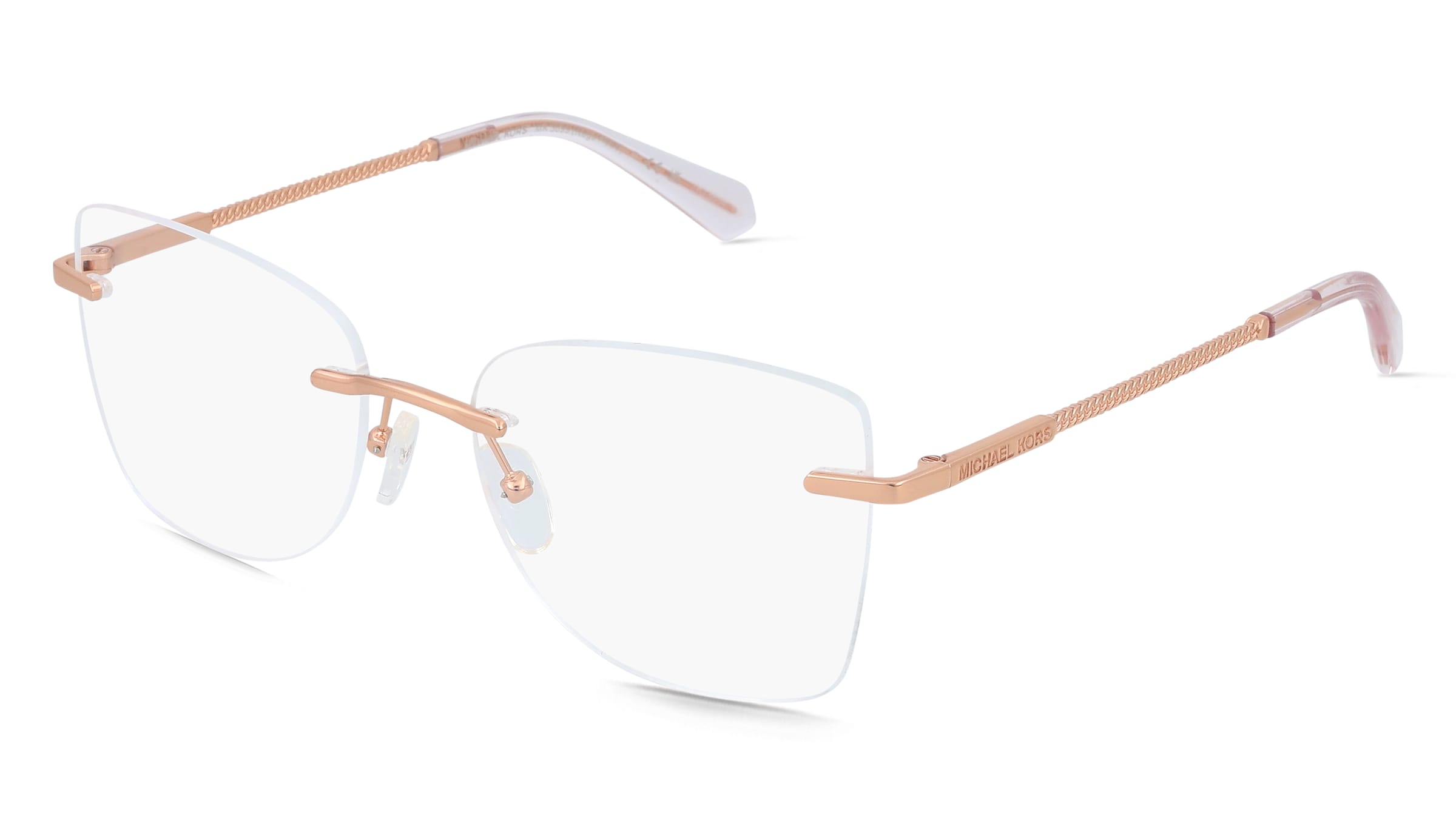 Michael Kors MK3099 NAGS HEAD Damen-Brille inkl. Gläser Randlos Quadratisch Metall-Gestell 53/17/140, Pink