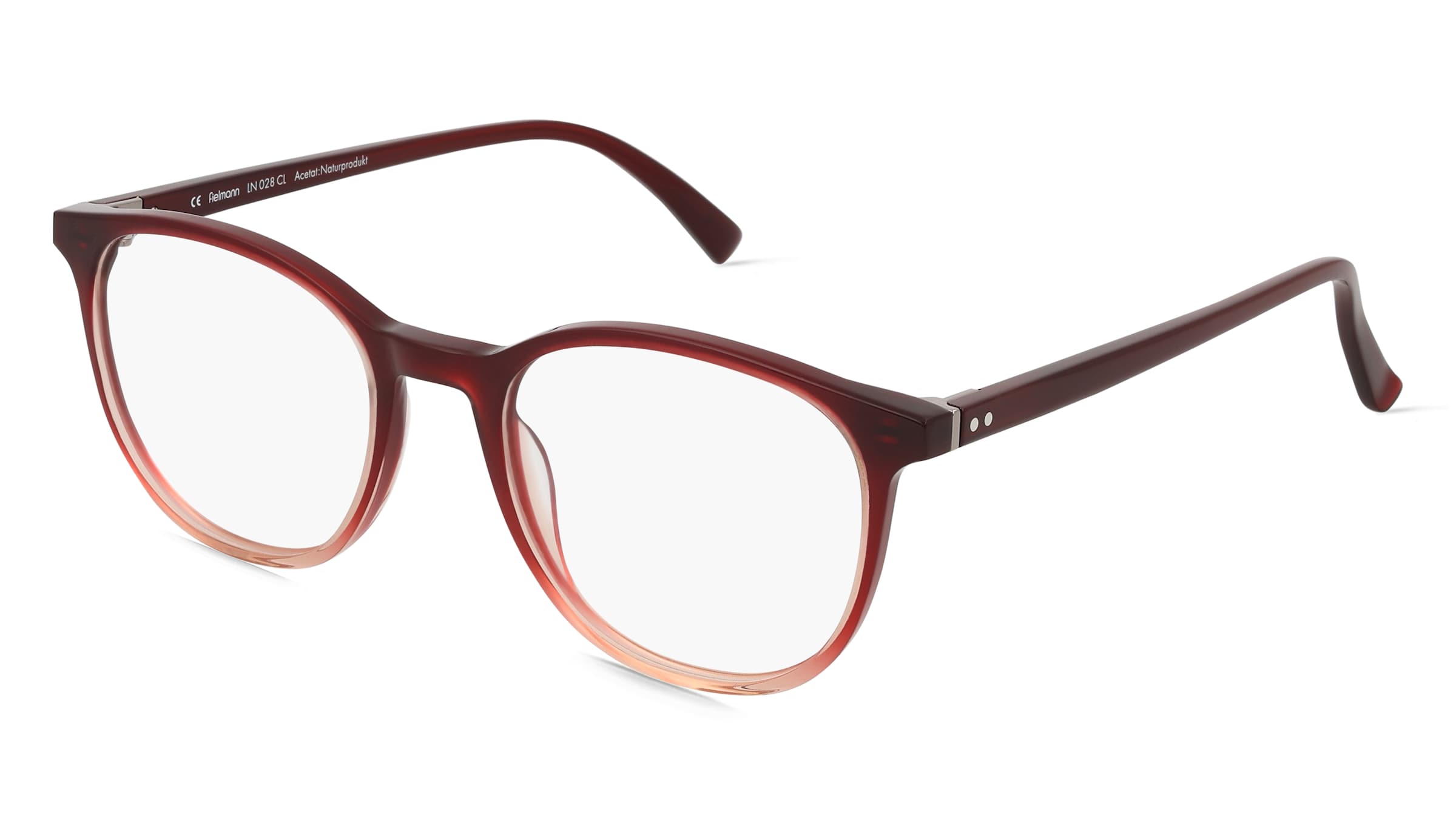 Fielmann LN 028 CL Unisex-Brille inkl. Gläser Vollrand Panto Acetat-Gestell 51/19/145, Rot