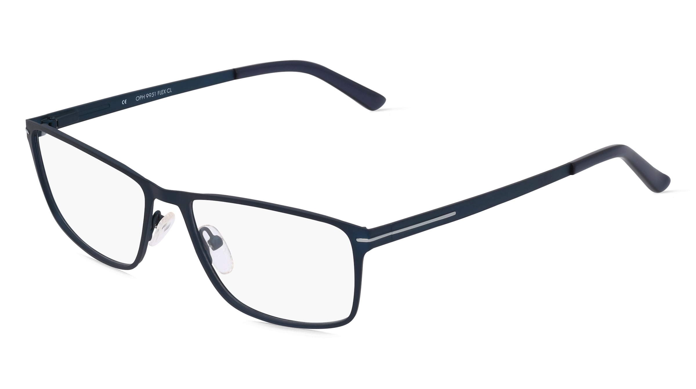 Fielmann OPH 9951 FLEX CL Herren-Brille inkl. Gläser Vollrand Quadratisch Edelstahl-Gestell 55/16/140, Blau