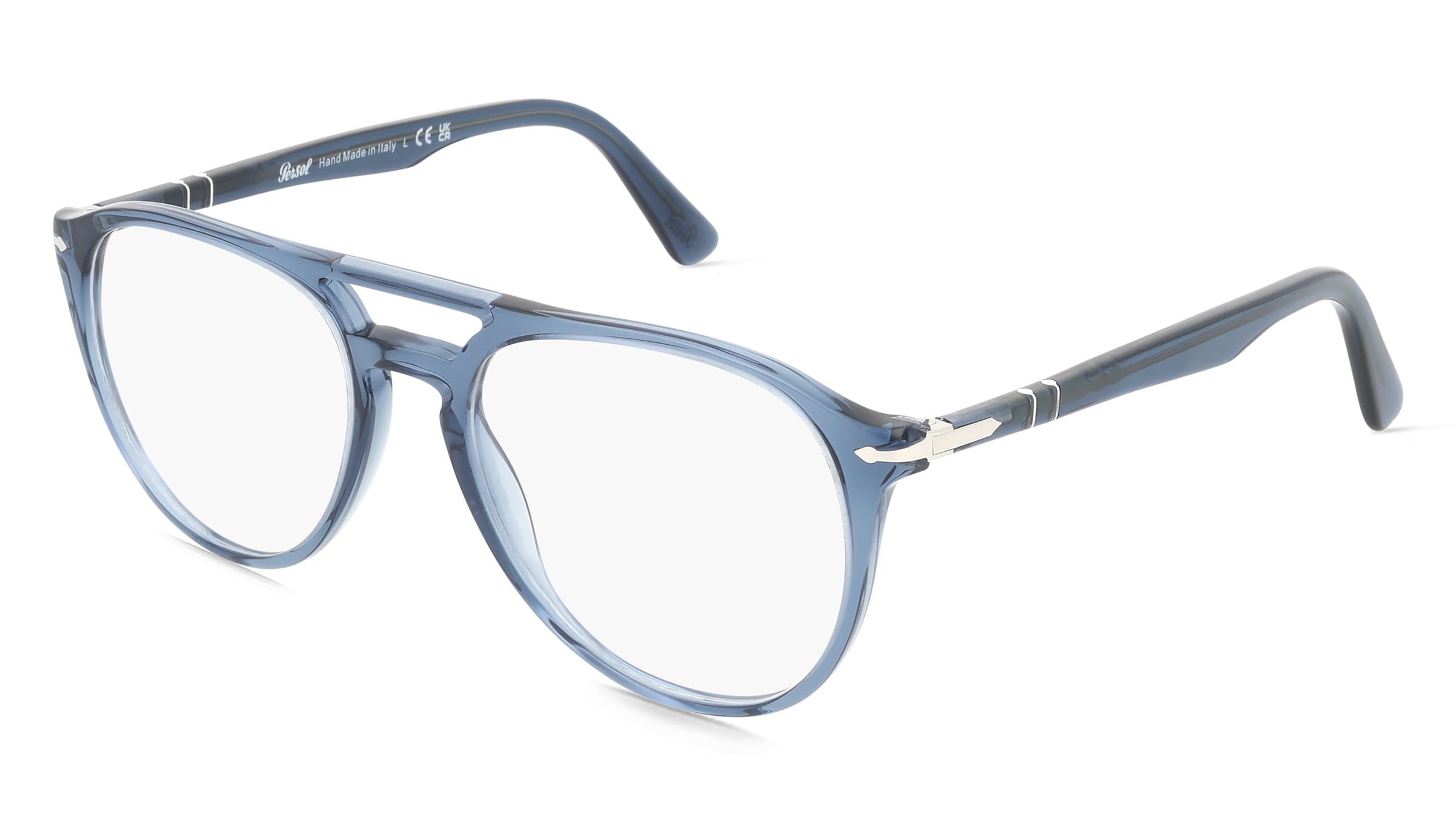 Persol PO3160V Herren-Brille inkl. Gläser Vollrand Pilot Acetat-Gestell 52/18/145, Blau