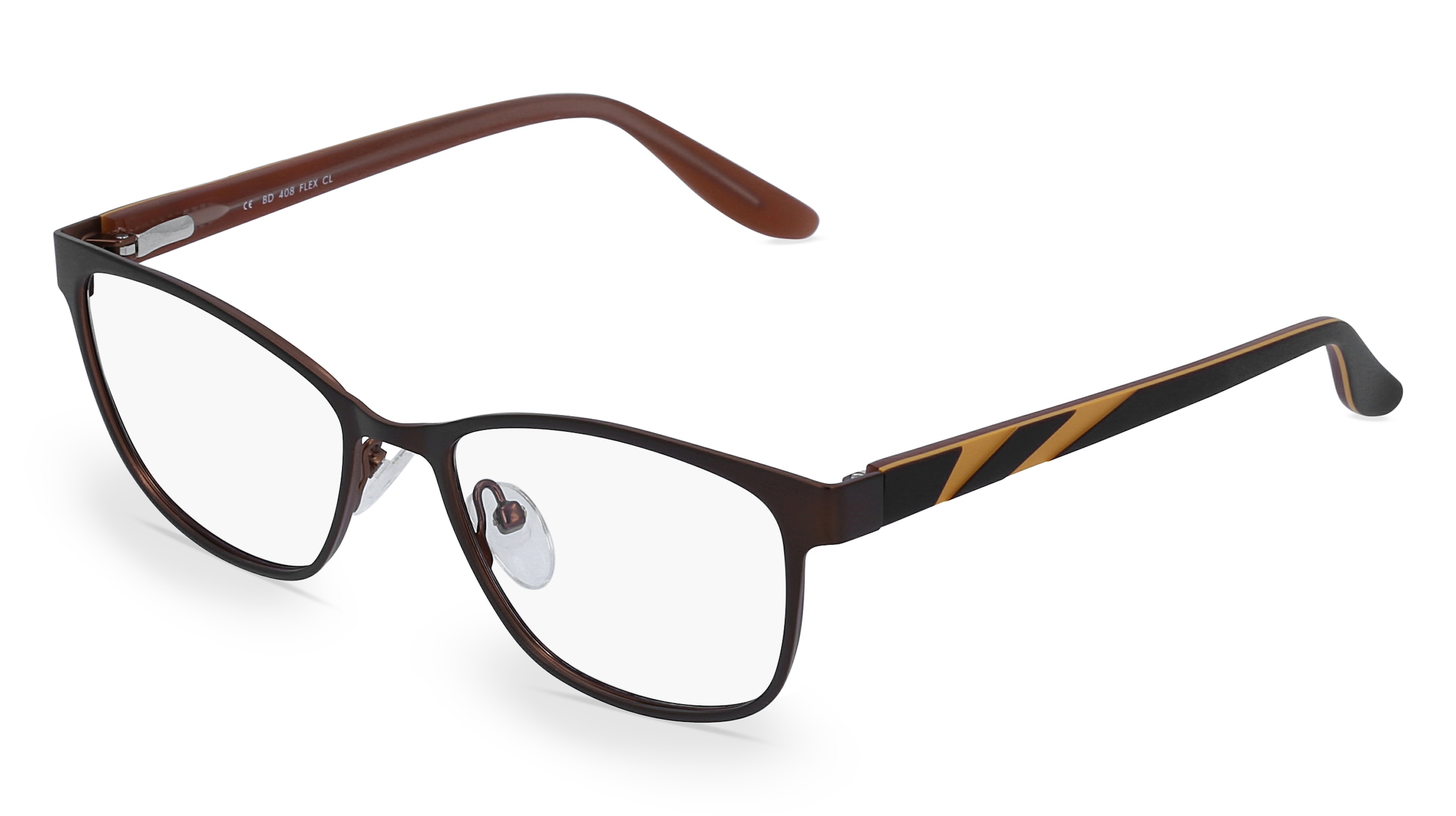 Fielmann BD 408 FLEX CL Damen-Brille inkl. Gläser Vollrand Quadratisch Edelstahl-Gestell 50/16/130, Braun