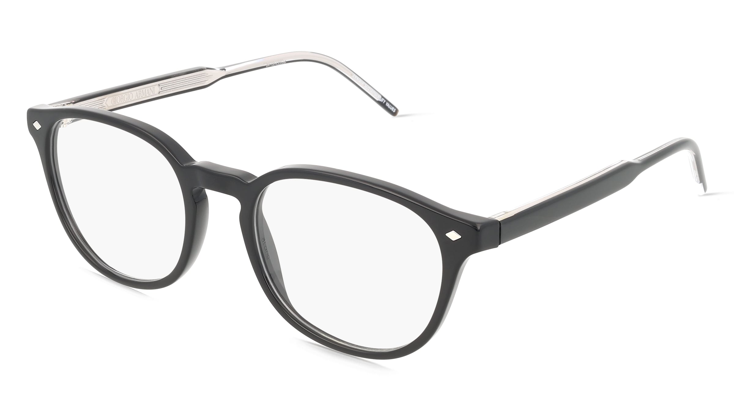 Giorgio Armani 0AR7259 Herren-Brille inkl. Gläser Vollrand Panto Acetat-Gestell 50/19/145, Schwarz