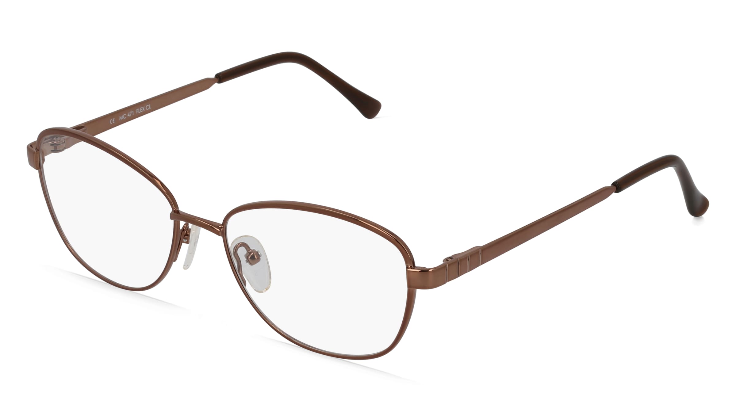 Fielmann MC 471 FLEX CL Damen-Brille inkl. Gläser Vollrand Butterfly Edelstahl-Gestell 53/16/145, Braun