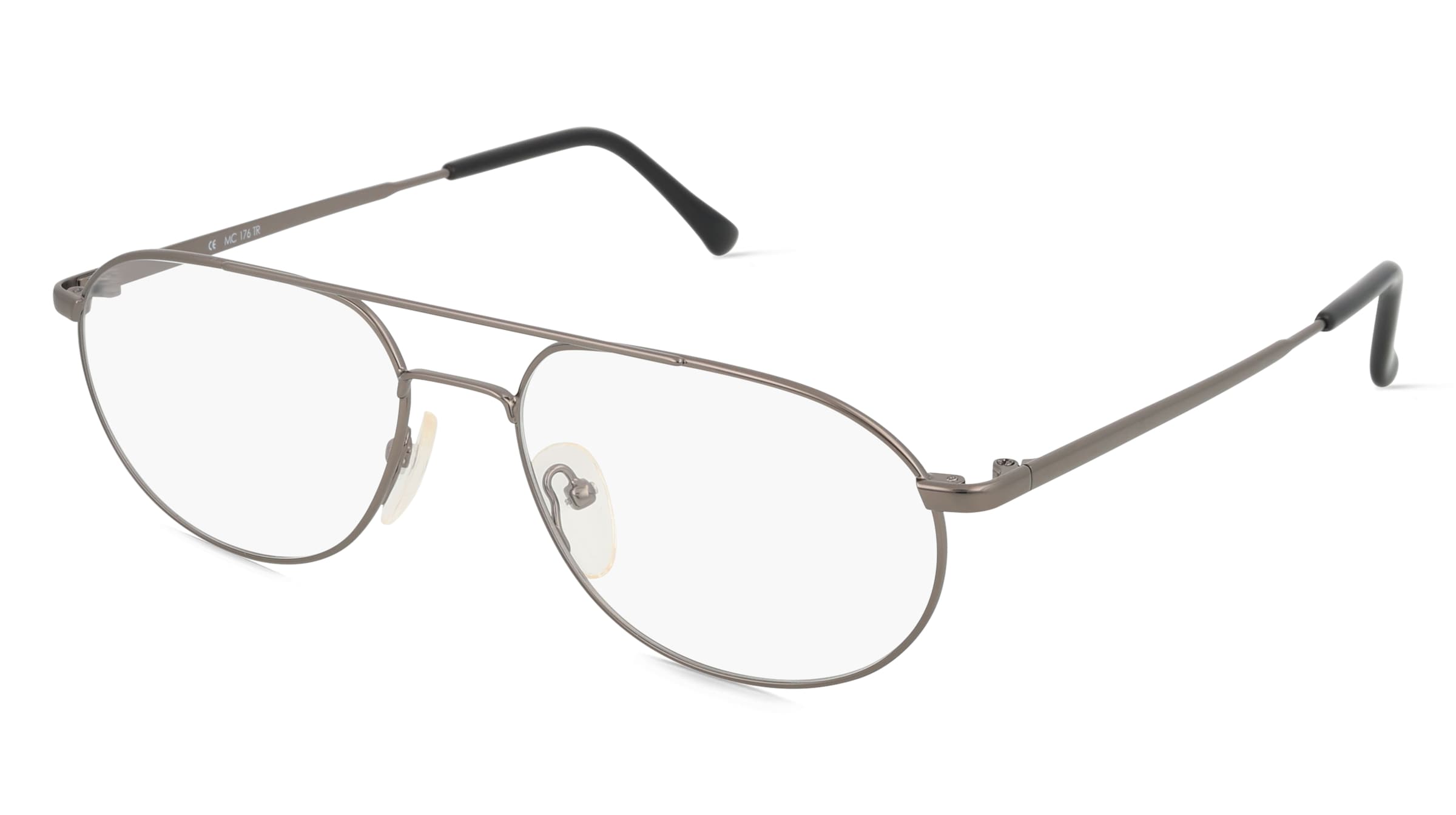 Fielmann MC 176 TR Herren-Brille inkl. Gläser Vollrand Pilot Metall-Gestell 58/19/135, Grau