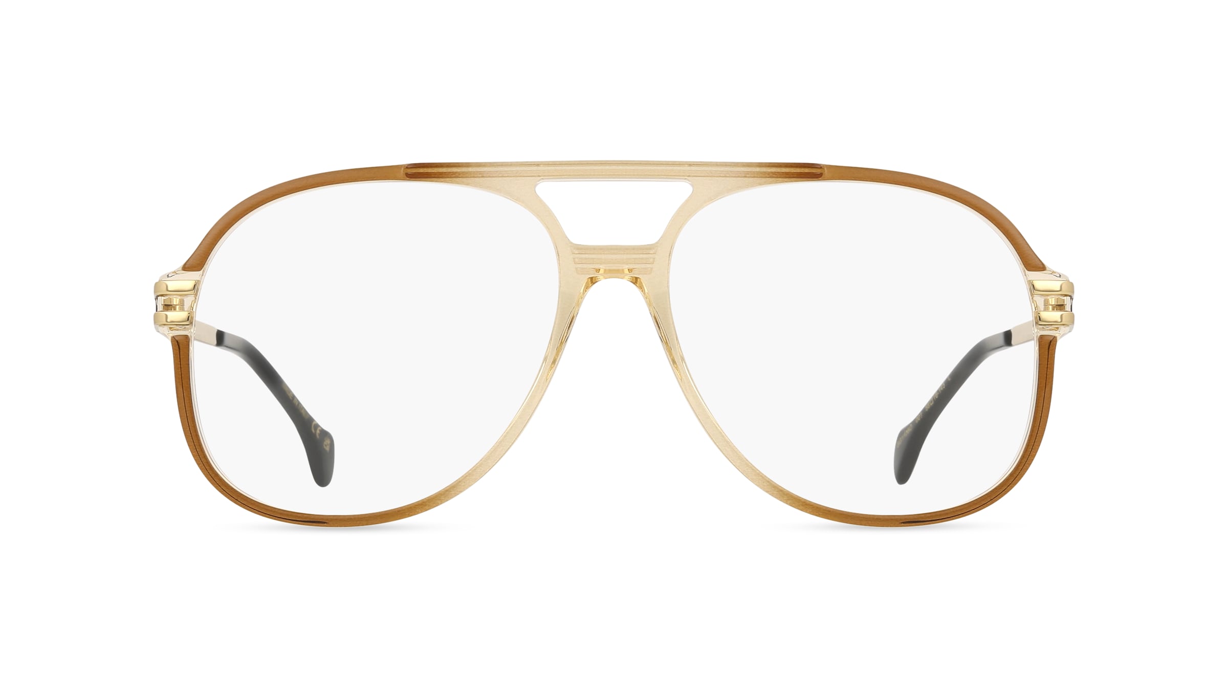 Gucci GG1106O Herren-Brille inkl. Gläser Vollrand Pilot Acetat-Gestell 58mm/16mm/145mm, braun