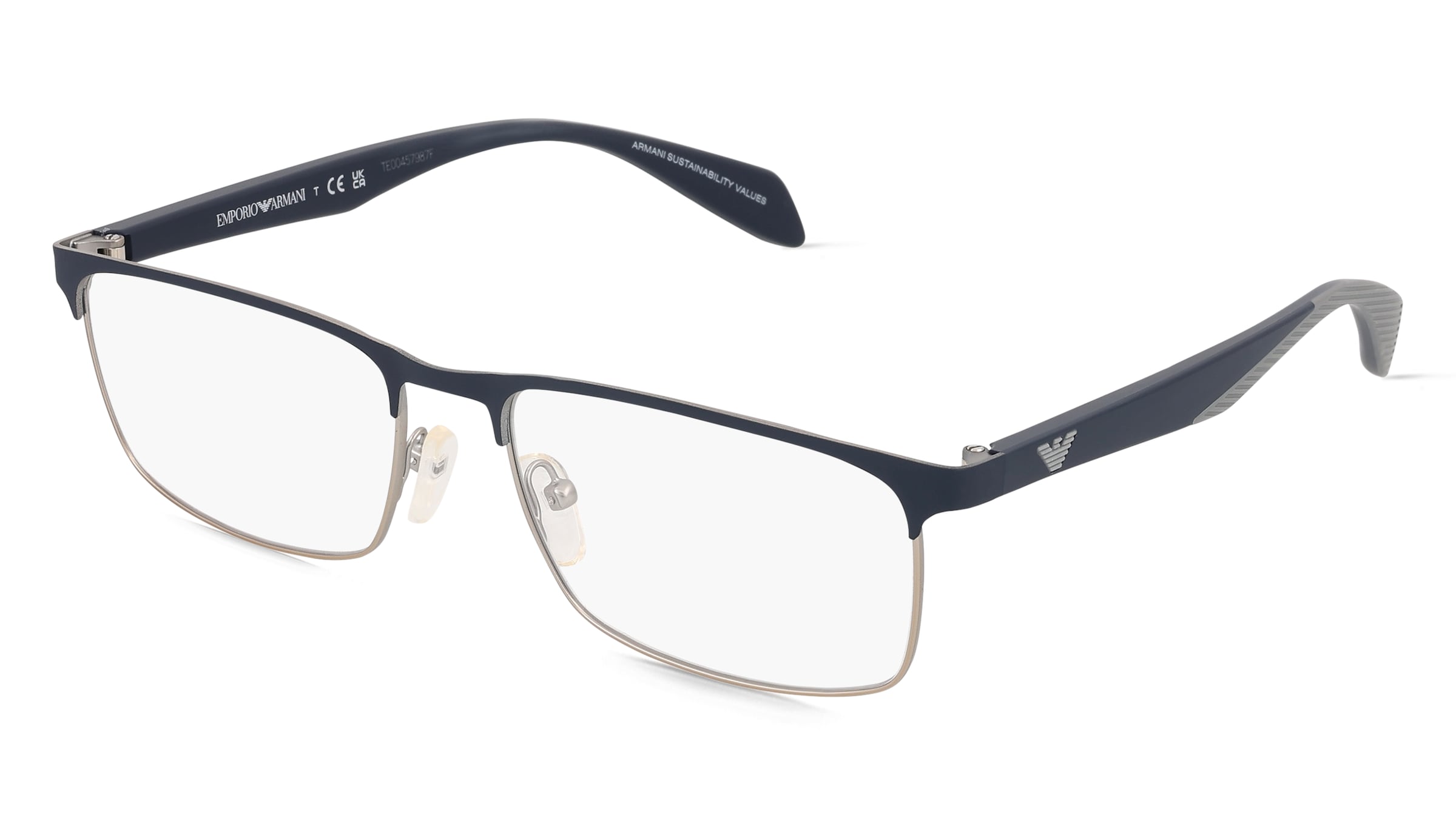 Emporio Armani EA1149 Herren-Brille inkl. Gläser Vollrand Eckig Metall-Gestell 56/17/145, Silber