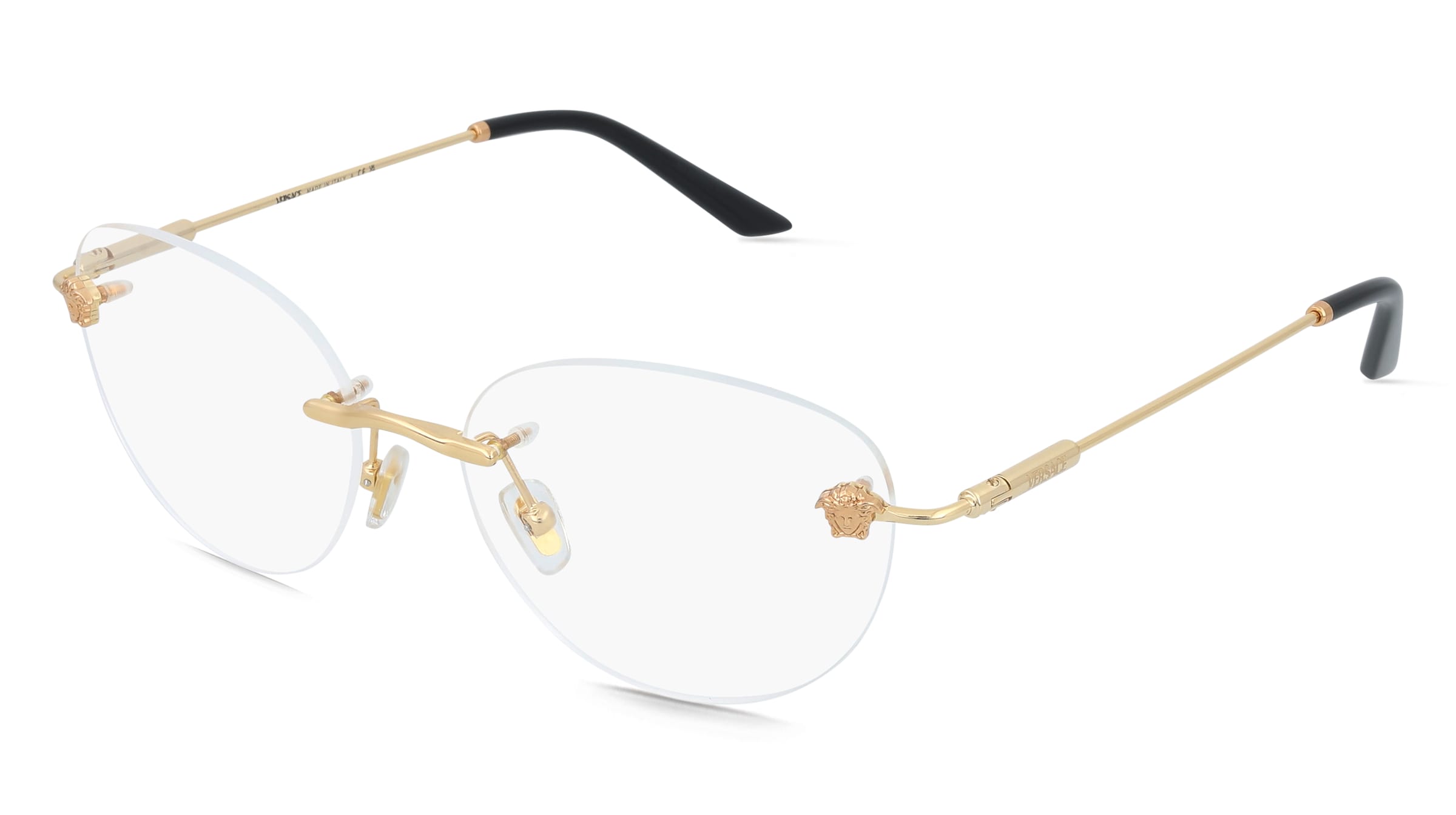 Versace VE1305 Damen-Brille inkl. Gläser Randlos Rund Metall-Gestell 55/16/140, Gold