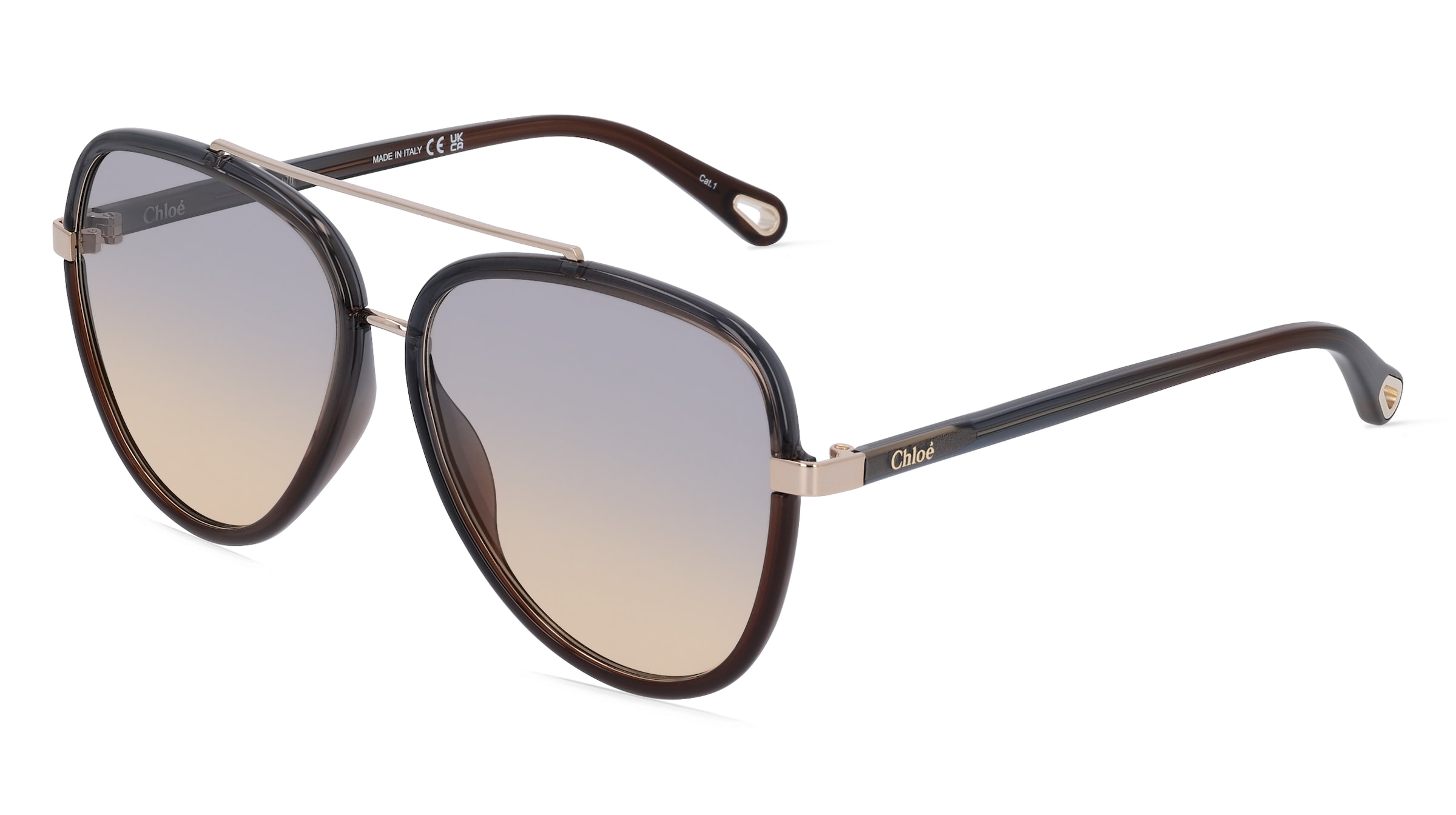 Kering Eyewear Chloé CH0129S Damen-Sonnenbrille Vollrand Pilot Kunststoff-Gestell, Grau