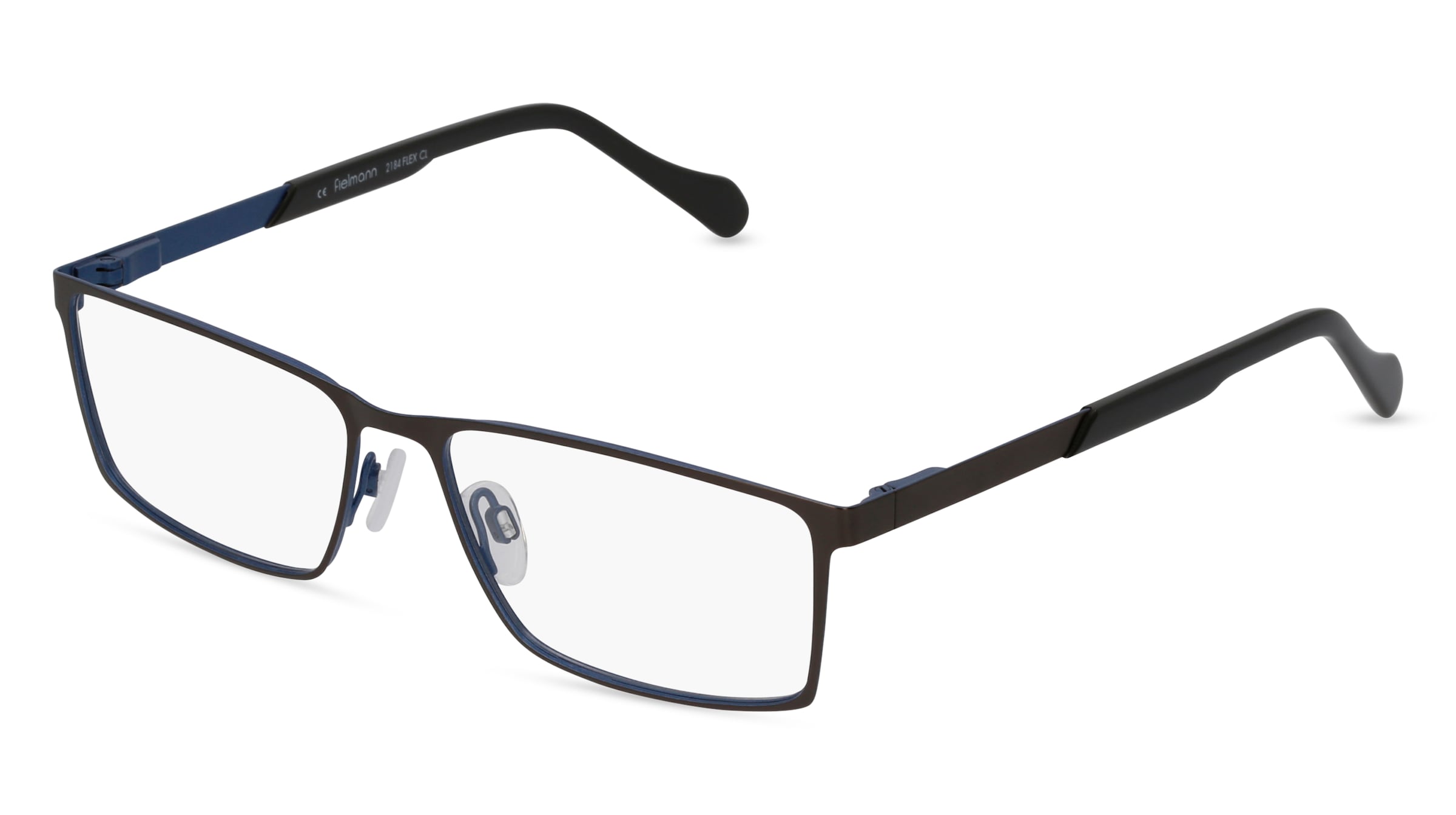 Fielmann 2184 FLEX CL Herren-Brille inkl. Gläser Vollrand Quadratisch Edelstahl-Gestell 57/16/140, Grau