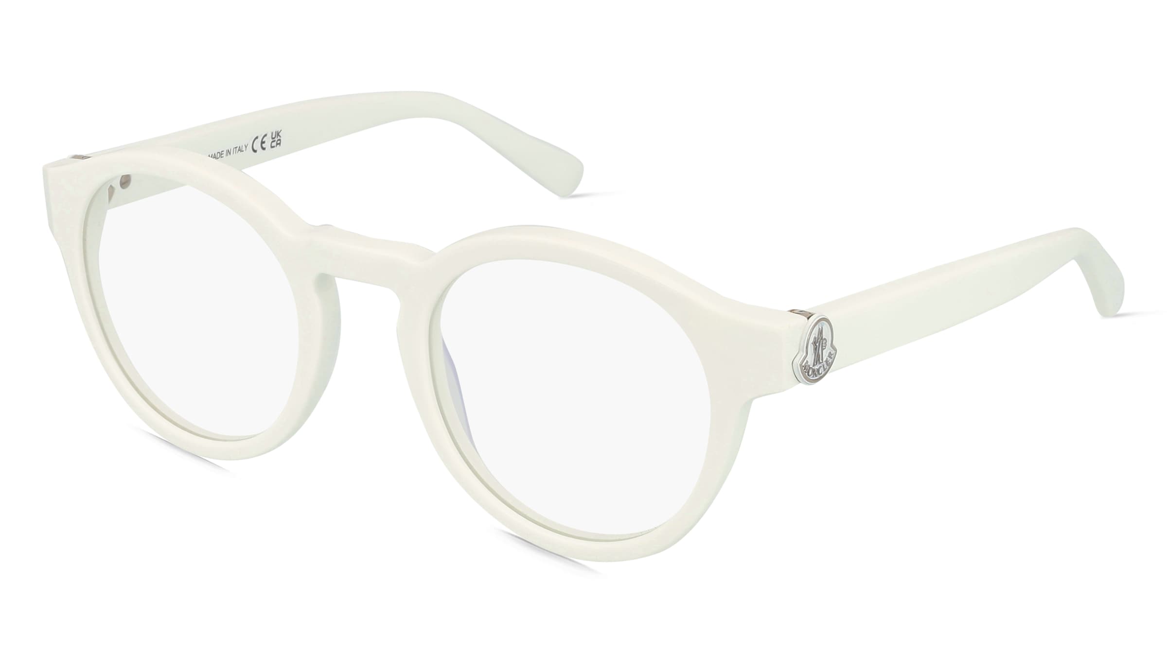 MONCLER ML5189 Unisex-Brille inkl. Gläser Vollrand Rund Kunststoff-Gestell 49/23/145, Weiß