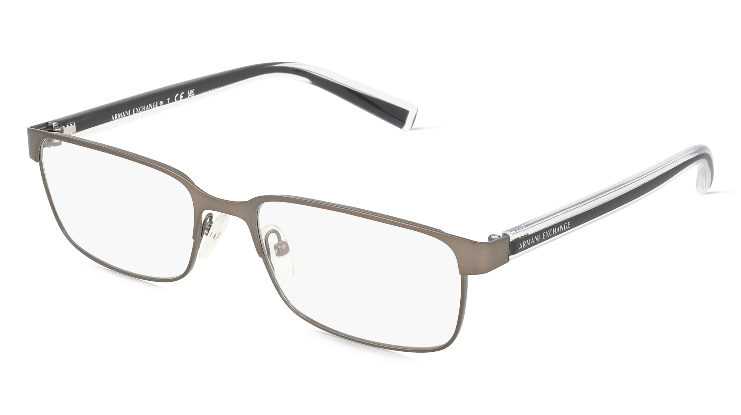 Armani Exchange AX1042 Herren-Brille inkl. Gläser Vollrand Quadratisch Metall-Gestell 56/18/140, Grau