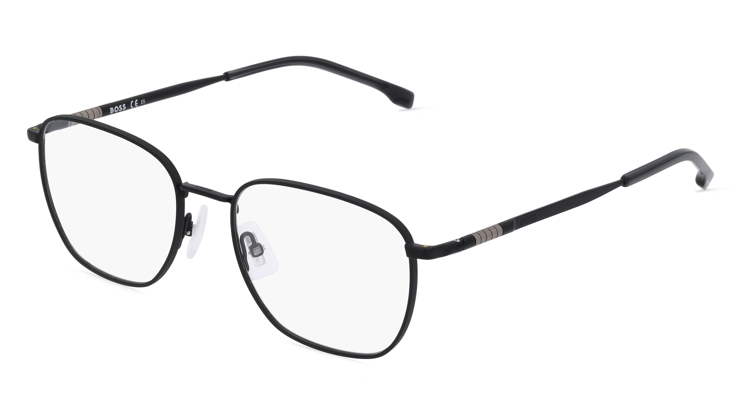 Boss 1415 Herren-Brille inkl. Gläser Vollrand Quadratisch Metall-Gestell 55/19/145, Schwarz