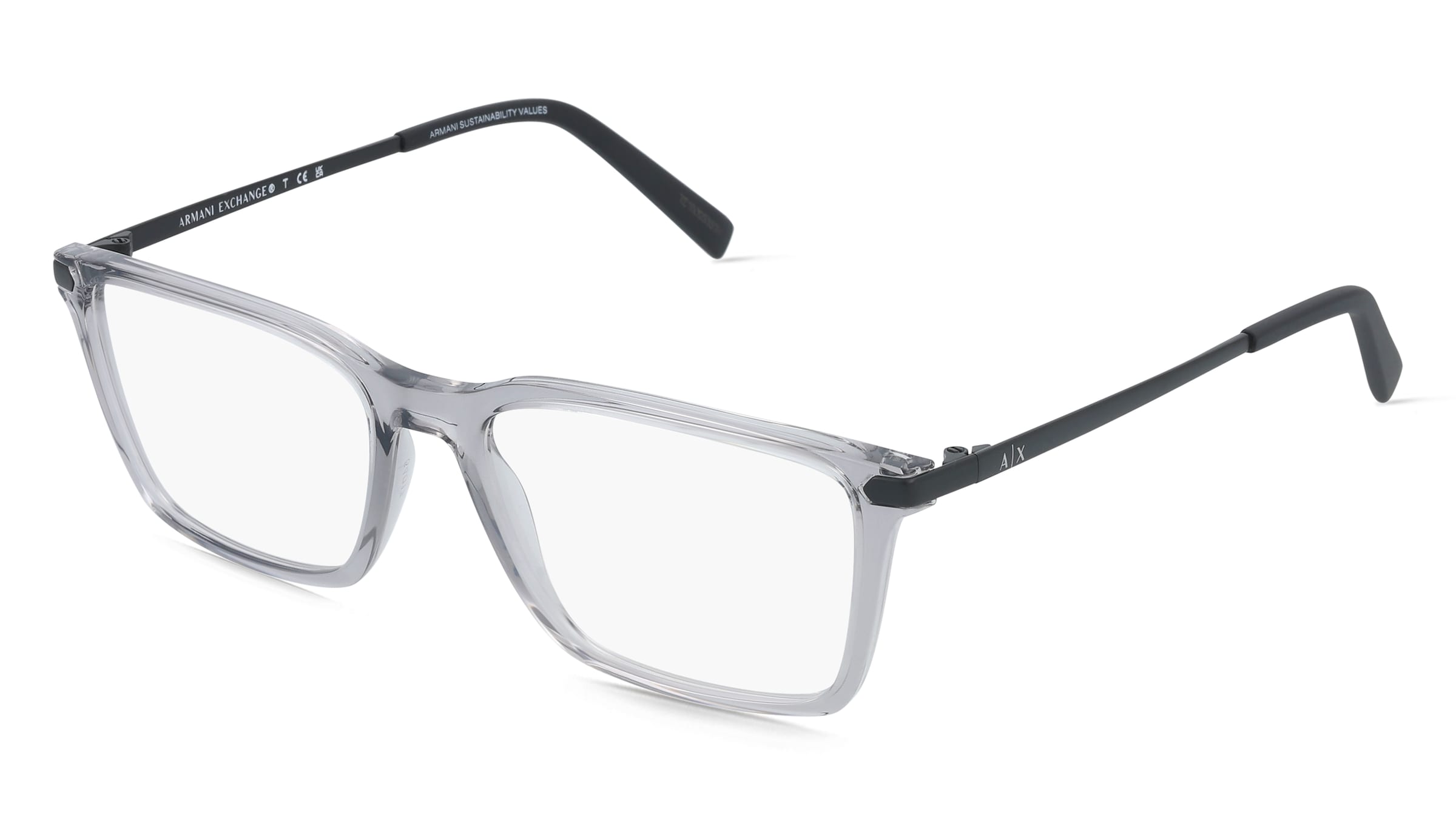 Armani Exchange 0AX3077 Herren-Brille inkl. Gläser Vollrand Eckig Kunststoff-Gestell 54/17/145, Grau