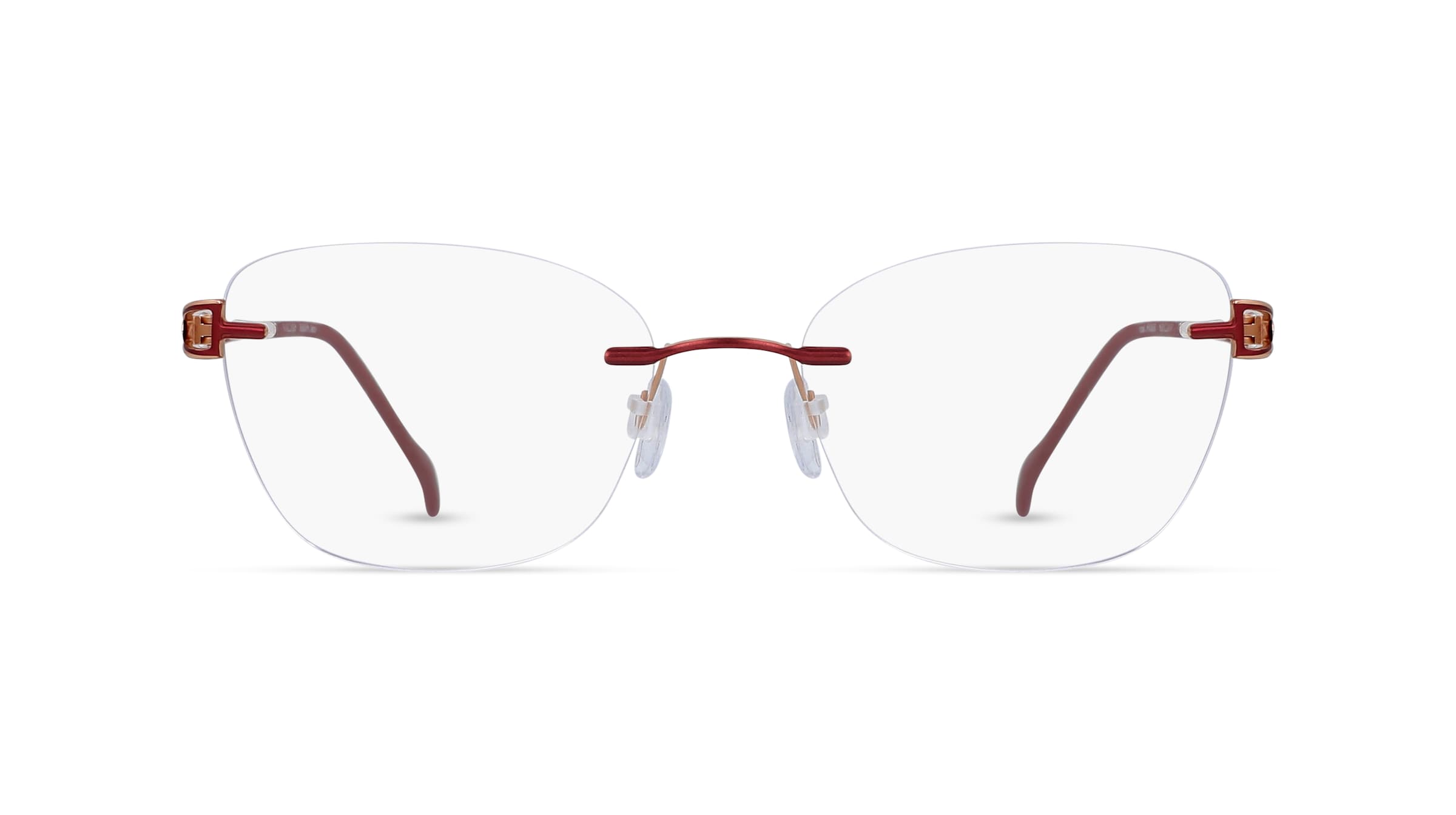 Fielmann COMFORT 117 CL Damen-Brille inkl. Gläser Randlos Eckig Titan-Gestell 52mm/17mm/135mm, rot