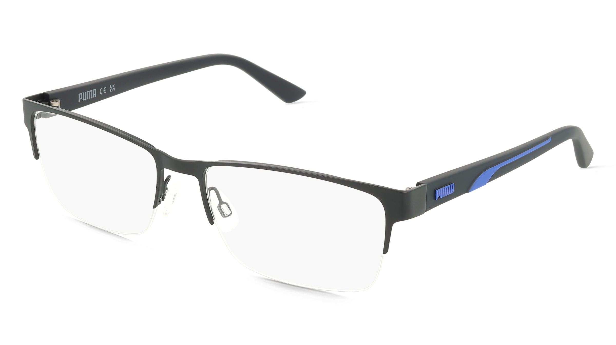 Puma PU0472O Unisex-Brille inkl. Gläser Vollrand Quadratisch Metall-Gestell 60/18/145, Schwarz