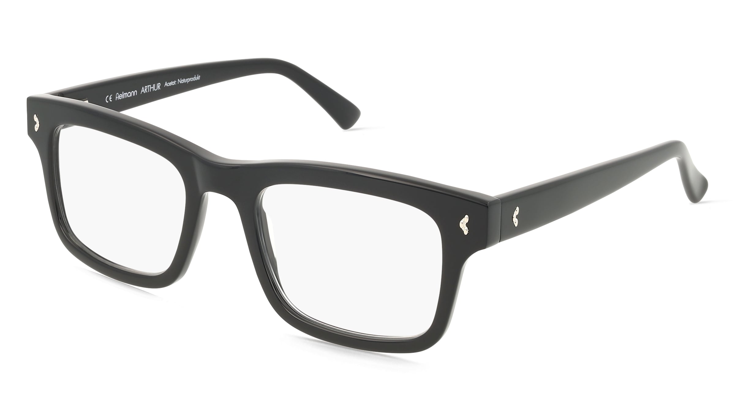 Fielmann MC 634 FLEX FA ARTHUR Herren-Brille inkl. Gläser Vollrand Quadratisch Acetat-Gestell 53/21/145, Schwarz