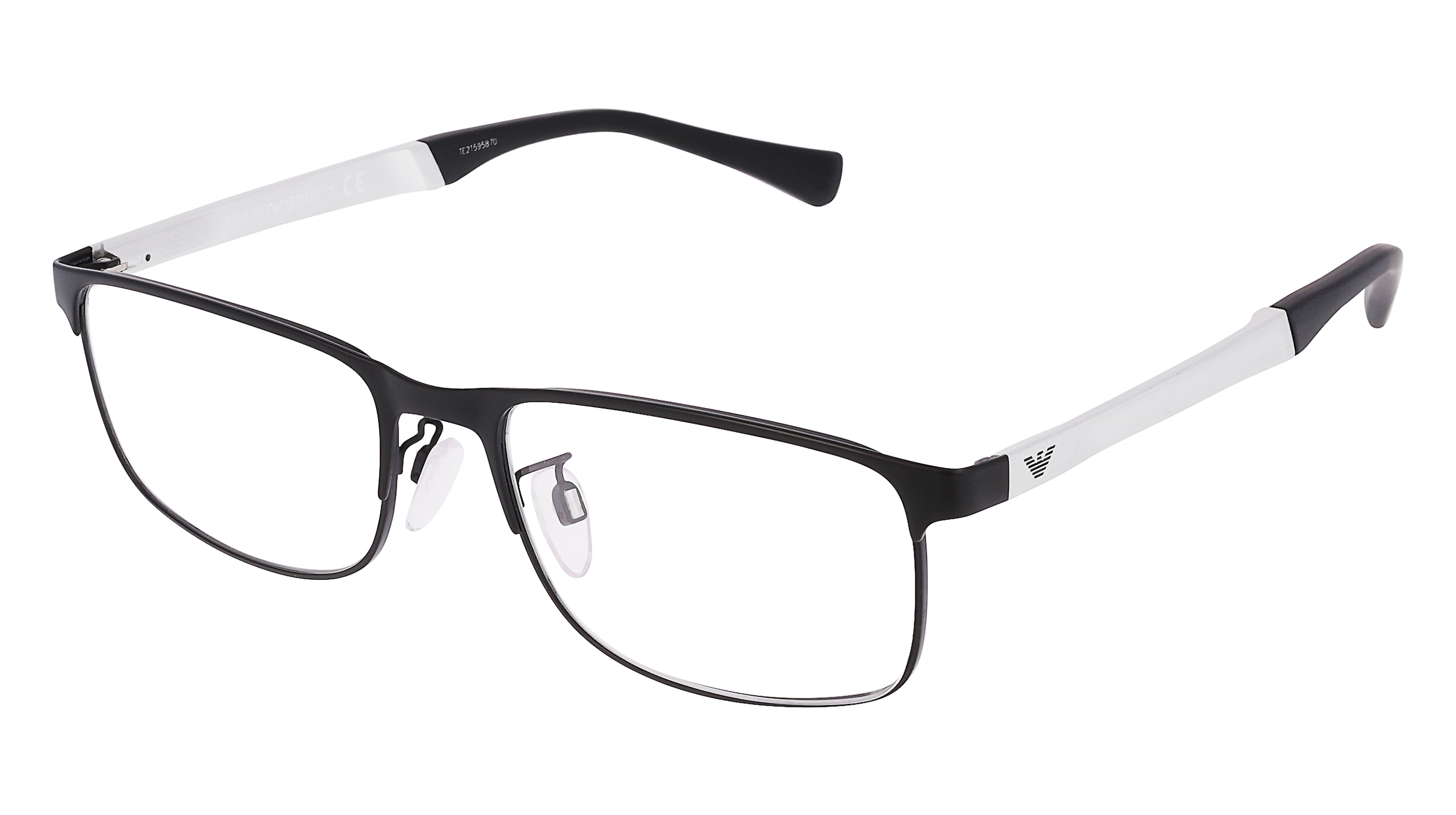 Emporio Armani EA1112 Herren-Brille inkl. Gläser Halbrand Quadratisch Metall-Gestell 56/18/145, Schwarz