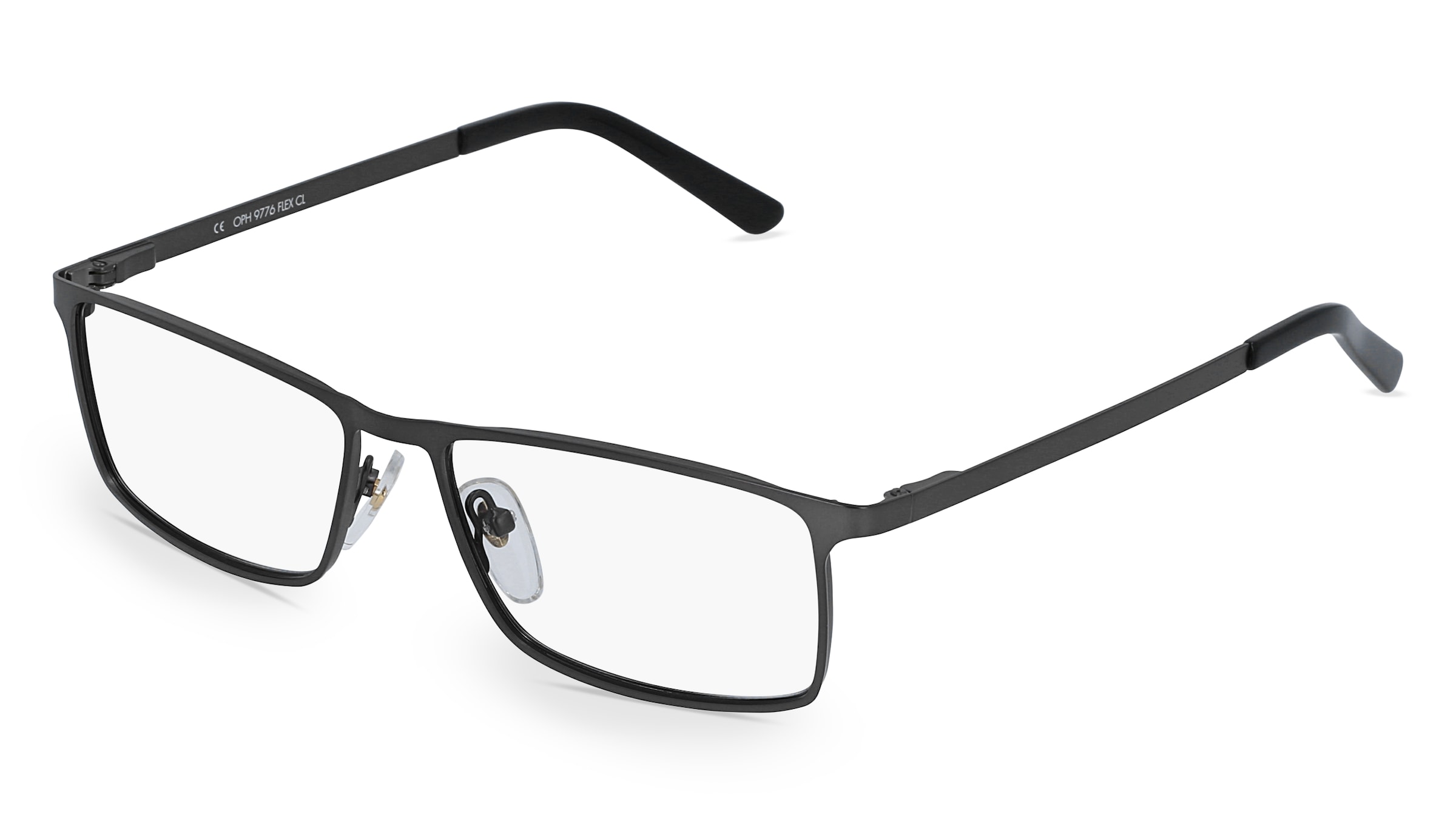 Fielmann OPH 9776 FLEX CL Herren-Brille inkl. Gläser Vollrand Quadratisch Edelstahl-Gestell 54/15/140, Grau
