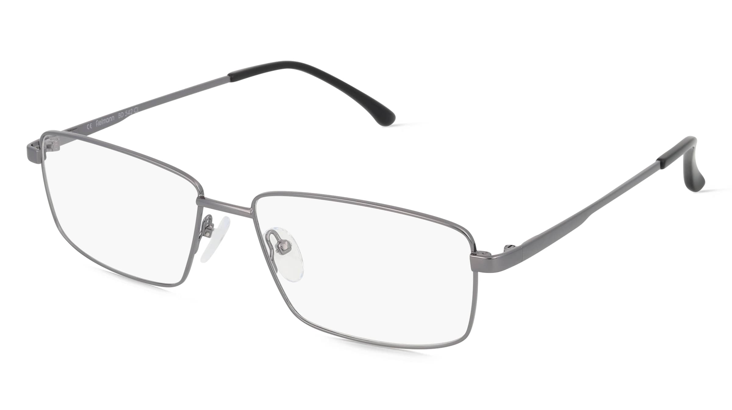 Fielmann BD 542 CL Herren-Brille inkl. Gläser Vollrand Quadratisch Edelstahl-Gestell 59/17/150, Grau
