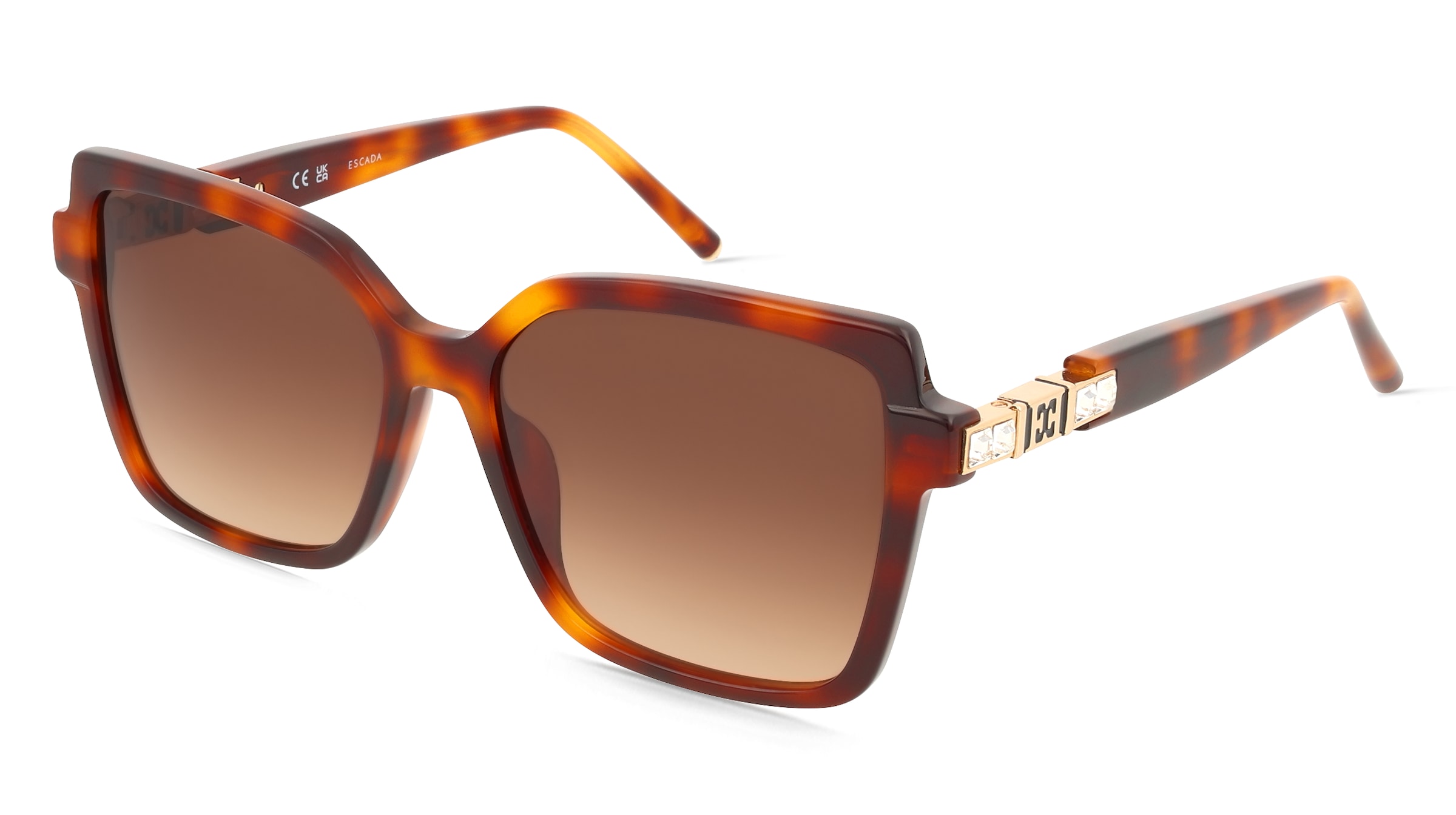 Escada SESF79S Damen-Sonnenbrille Vollrand Geometrisch Kunststoff-Gestell, Havanna