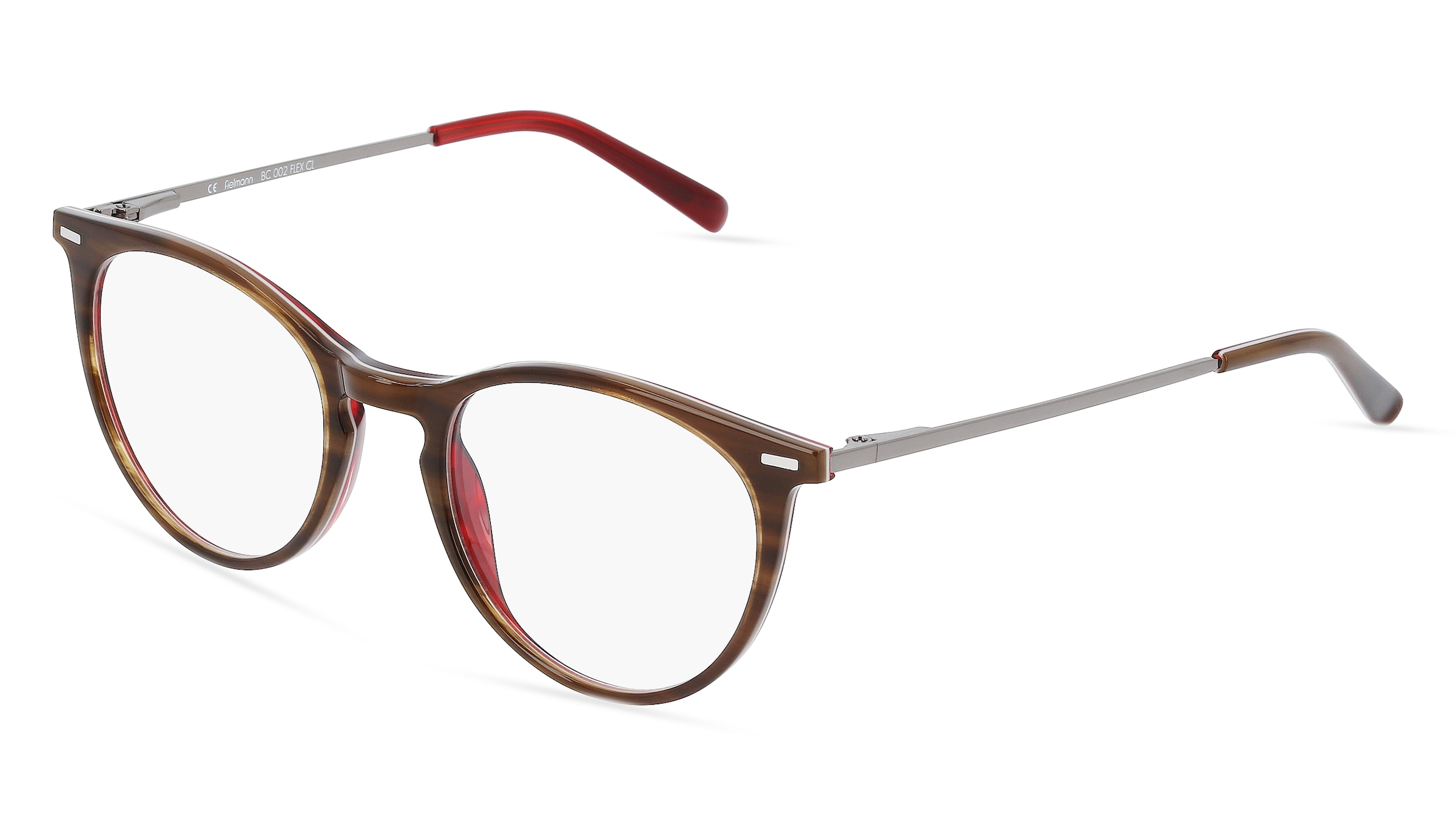Fielmann BC 002 FLEX CL Damen-Brille inkl. Gläser Vollrand Panto Acetat-Gestell 48/18/135, Braun
