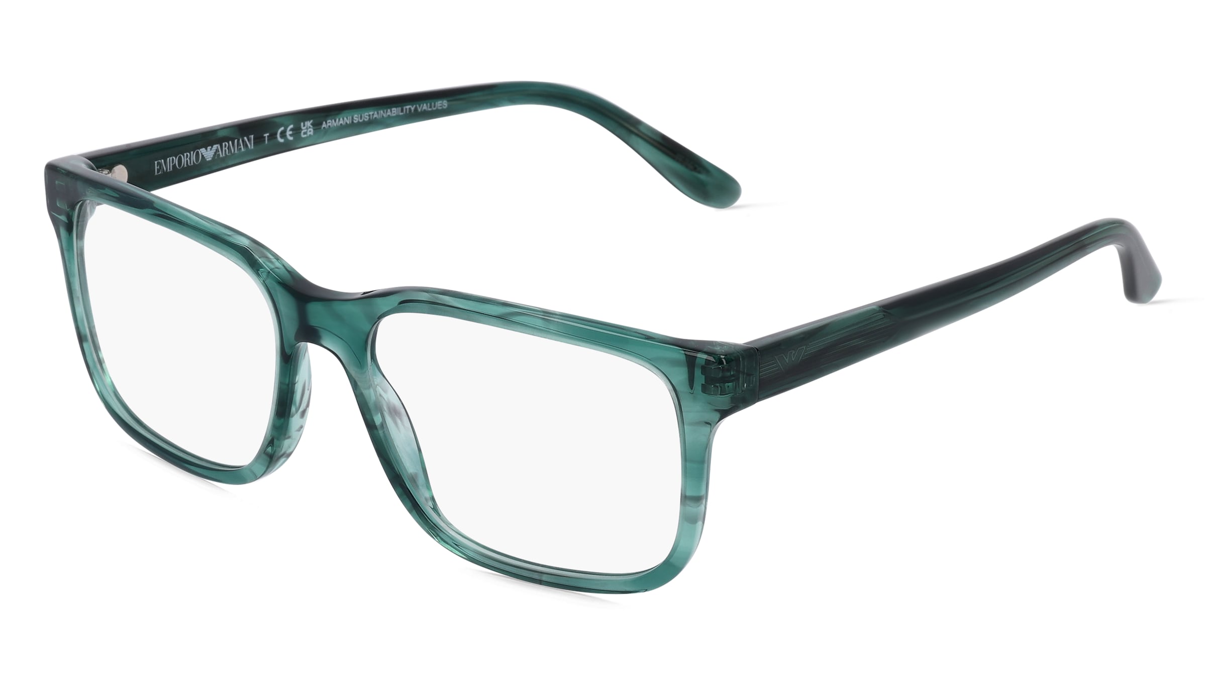 Emporio Armani EA 3218 Herren-Brille inkl. Gläser Vollrand Quadratisch Acetat-Gestell 55/17/145, Grün