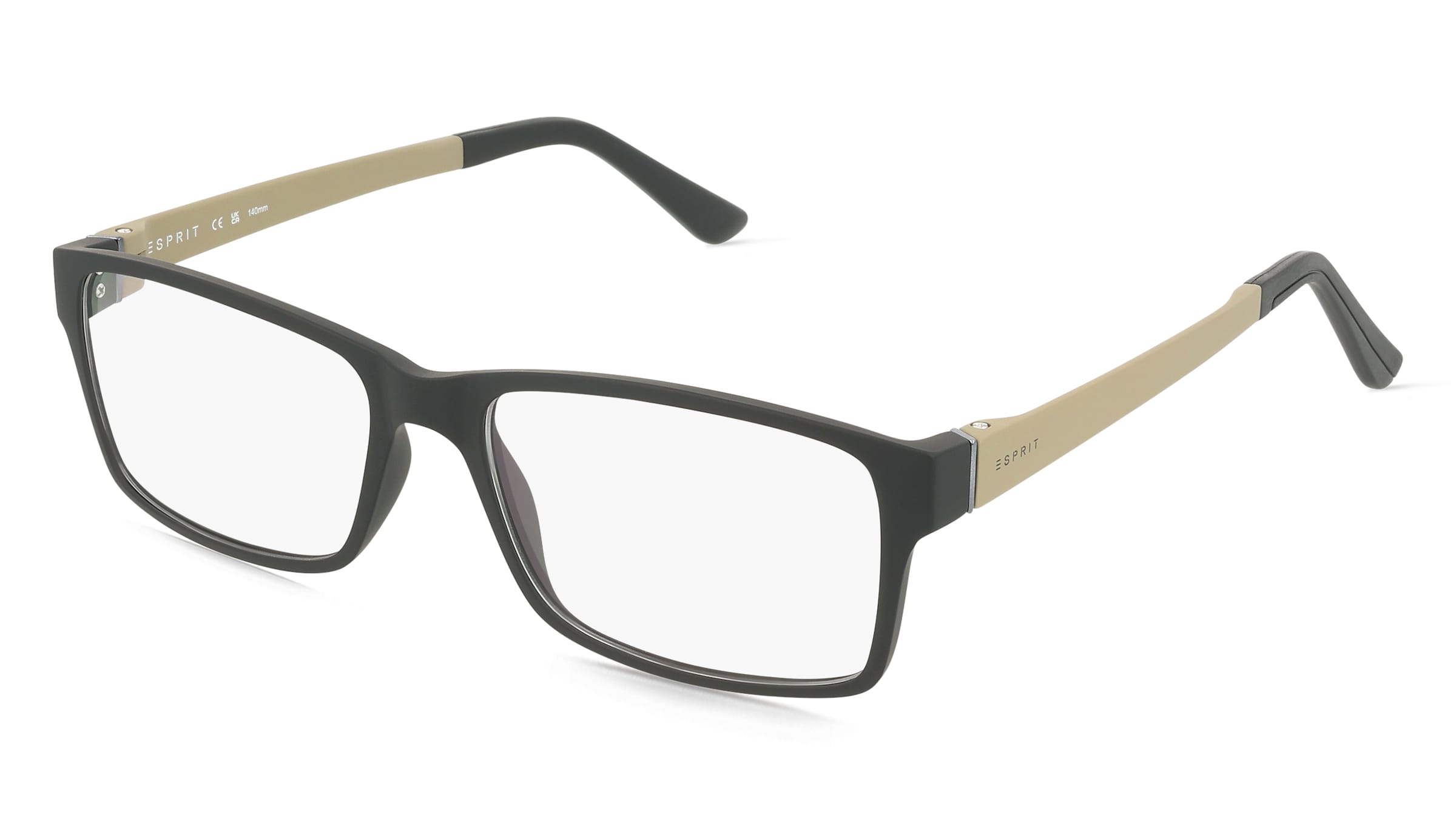 Esprit 17446 Herren-Brille inkl. Gläser Vollrand Eckig Ultem-Gestell 52/16/140, Schwarz