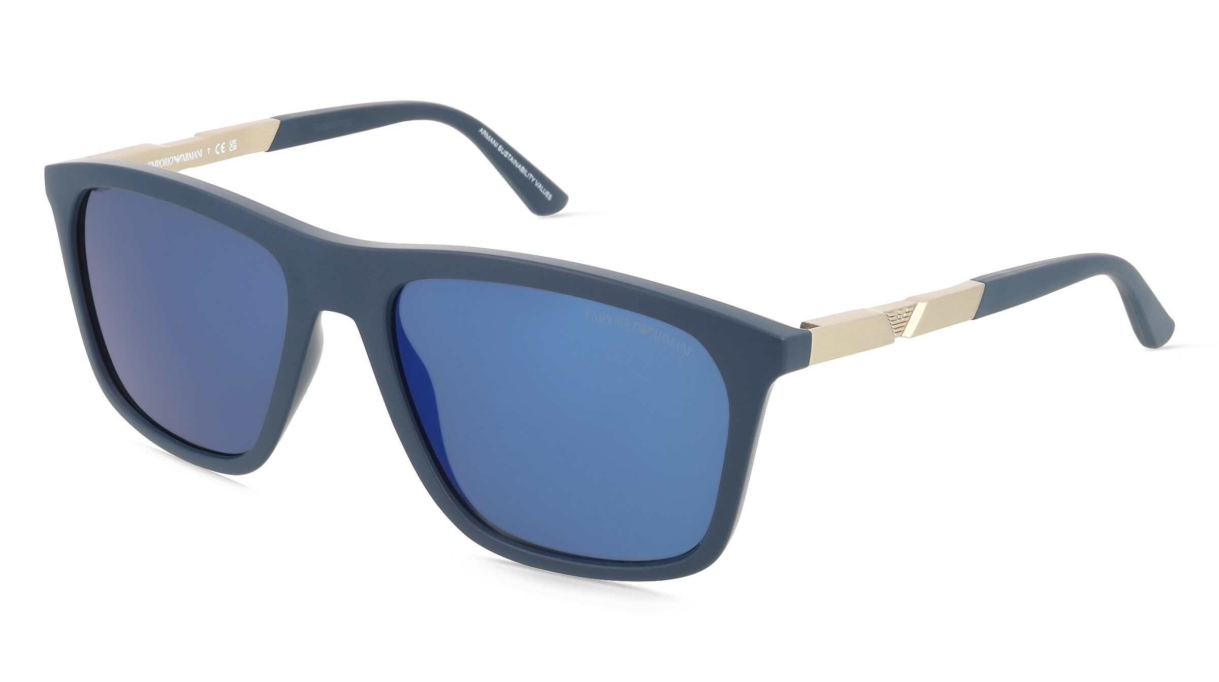 Emporio Armani EA4237 Herren-Sonnenbrille Vollrand Quadratisch Kunststoff-Gestell, Blau
