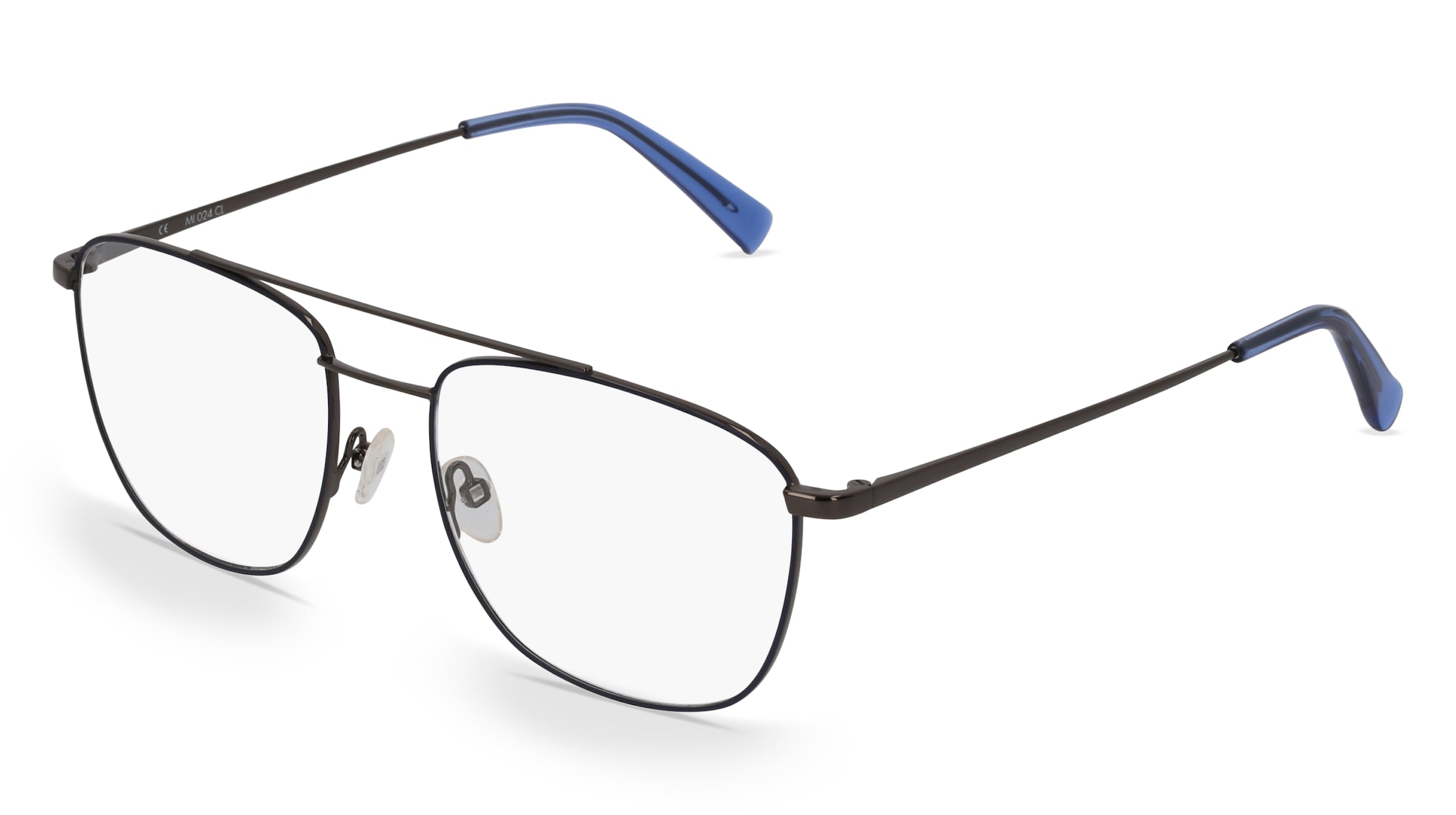 Fielmann MI 024 CL Herren-Brille inkl. Gläser Vollrand Quadratisch Edelstahl-Gestell 55/18/145, Blau