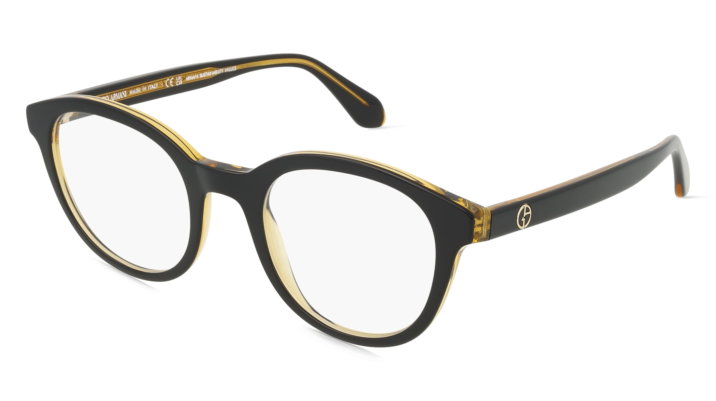 Giorgio Armani 0AR7256 Herren-Brille inkl. Gläser Vollrand Panto Acetat-Gestell 50/22/145, Schwarz