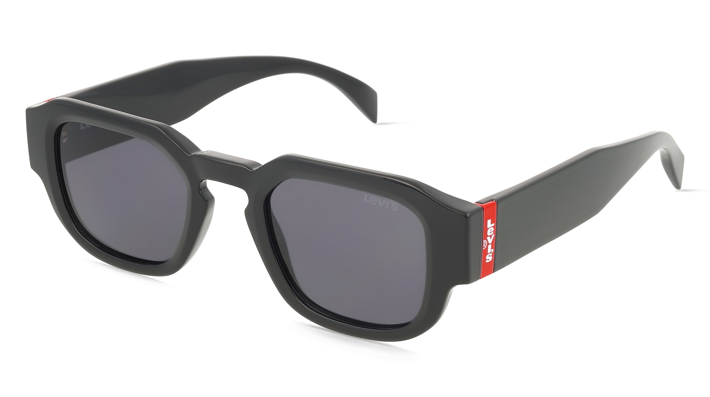 Levi's LV 1095/S Unisex-Sonnenbrille Vollrand Eckig Kunststoff-Gestell, Schwarz