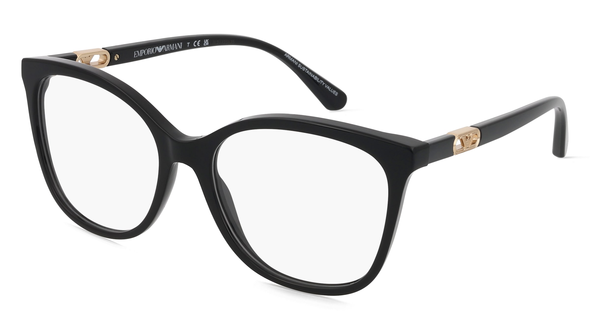 Emporio Armani EA3231 Damen-Brille inkl. Gläser Vollrand Quadratisch Acetat-Gestell 54/17/140, Schwarz