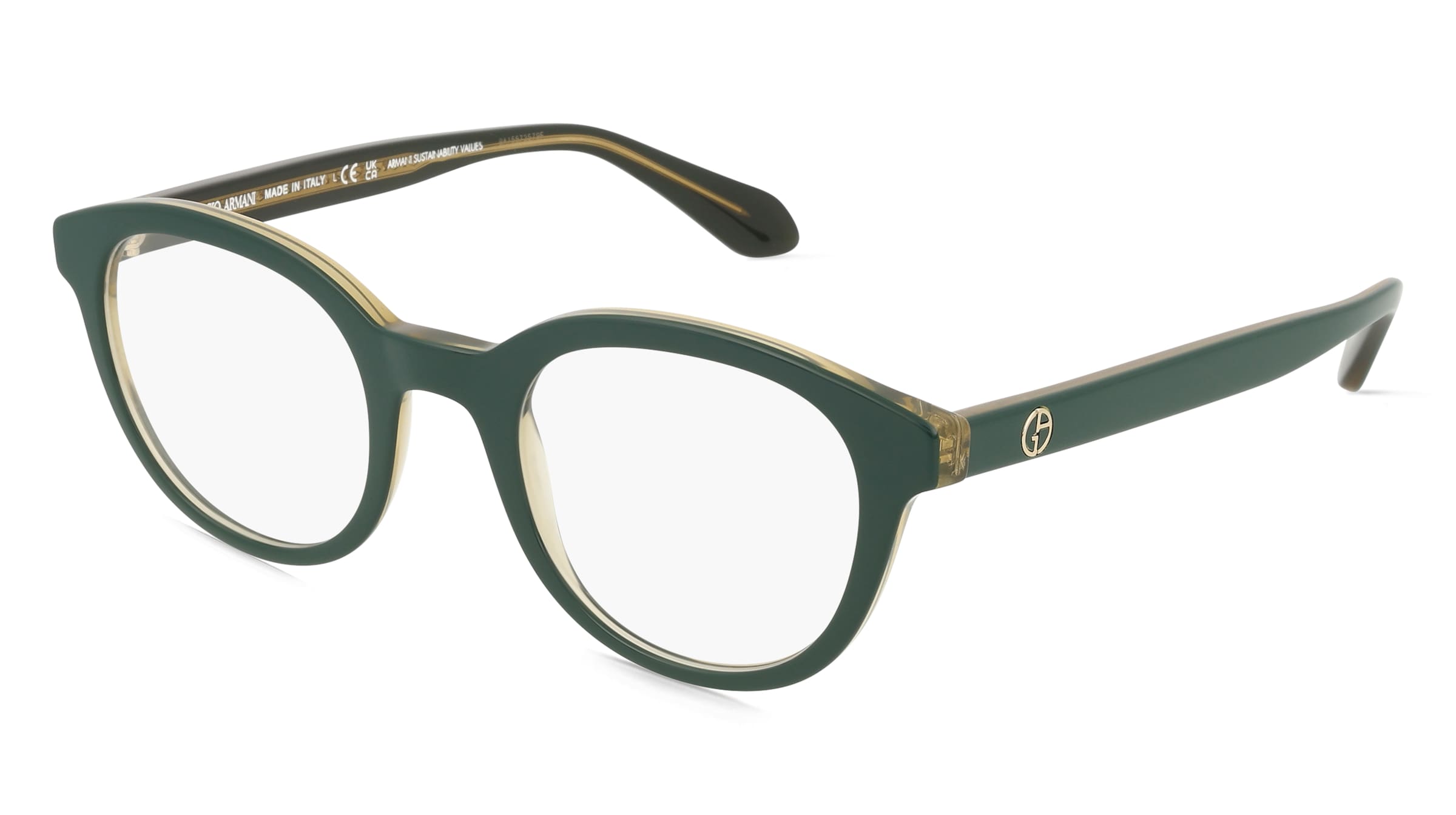 Giorgio Armani 0AR7256 Herren-Brille inkl. Gläser Vollrand Panto Acetat-Gestell 48/22/145, Grün