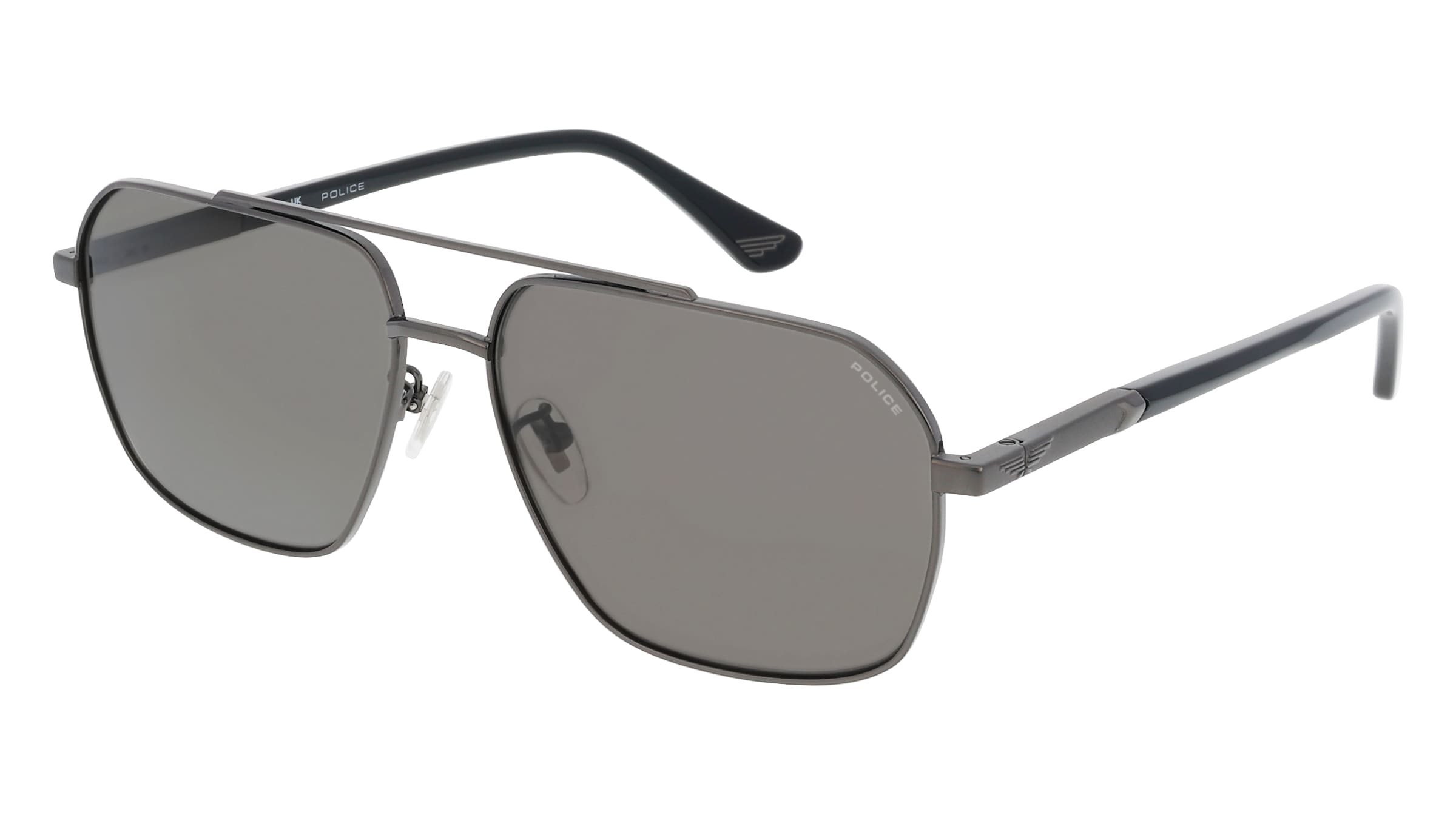 Police SPLQ85 Herren-Sonnenbrille Vollrand Pilot Metall-Gestell, Grau