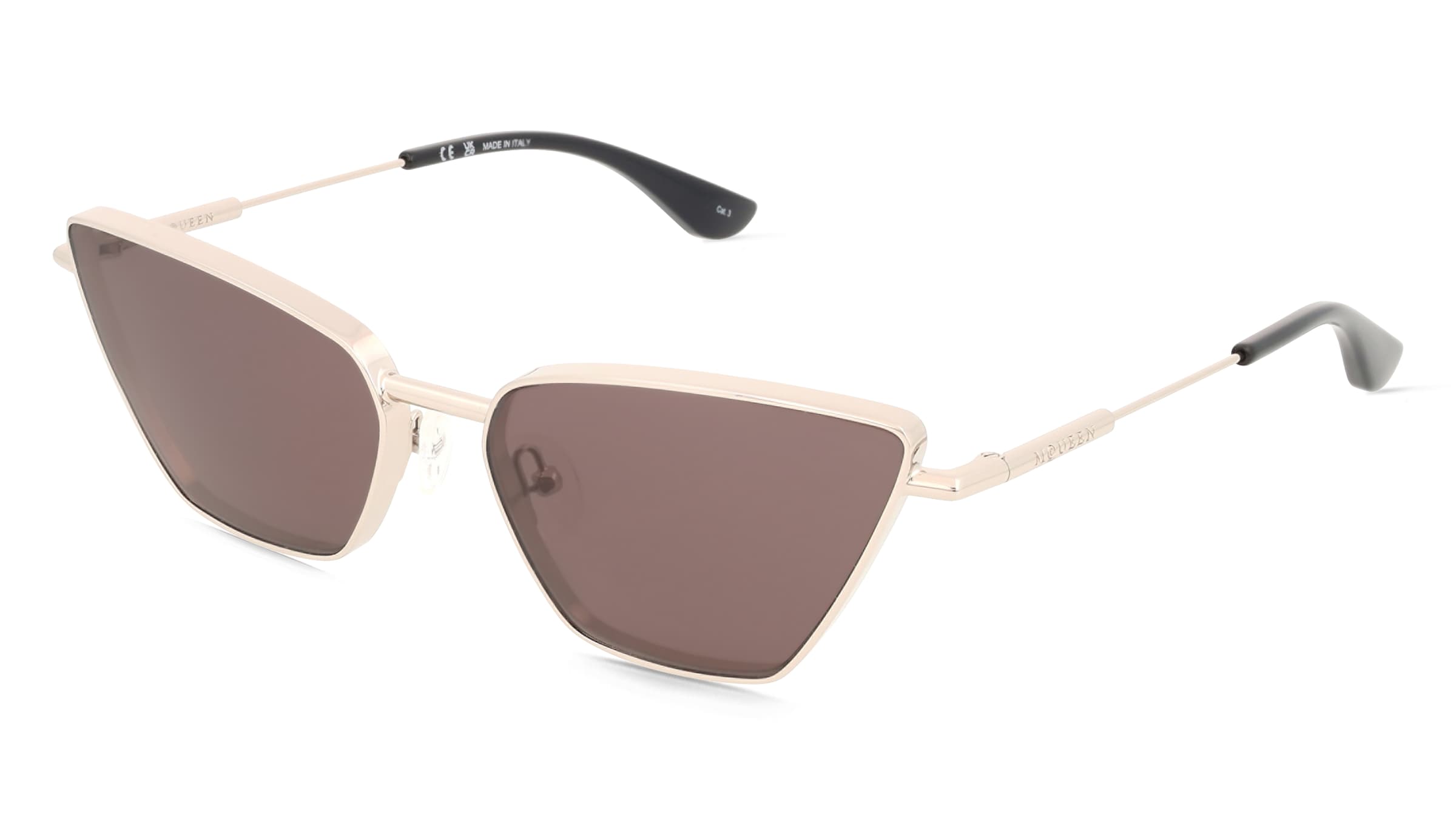 Alexander McQueen AM0501S Damen-Sonnenbrille Vollrand Cat Eye Metall-Gestell, Silber