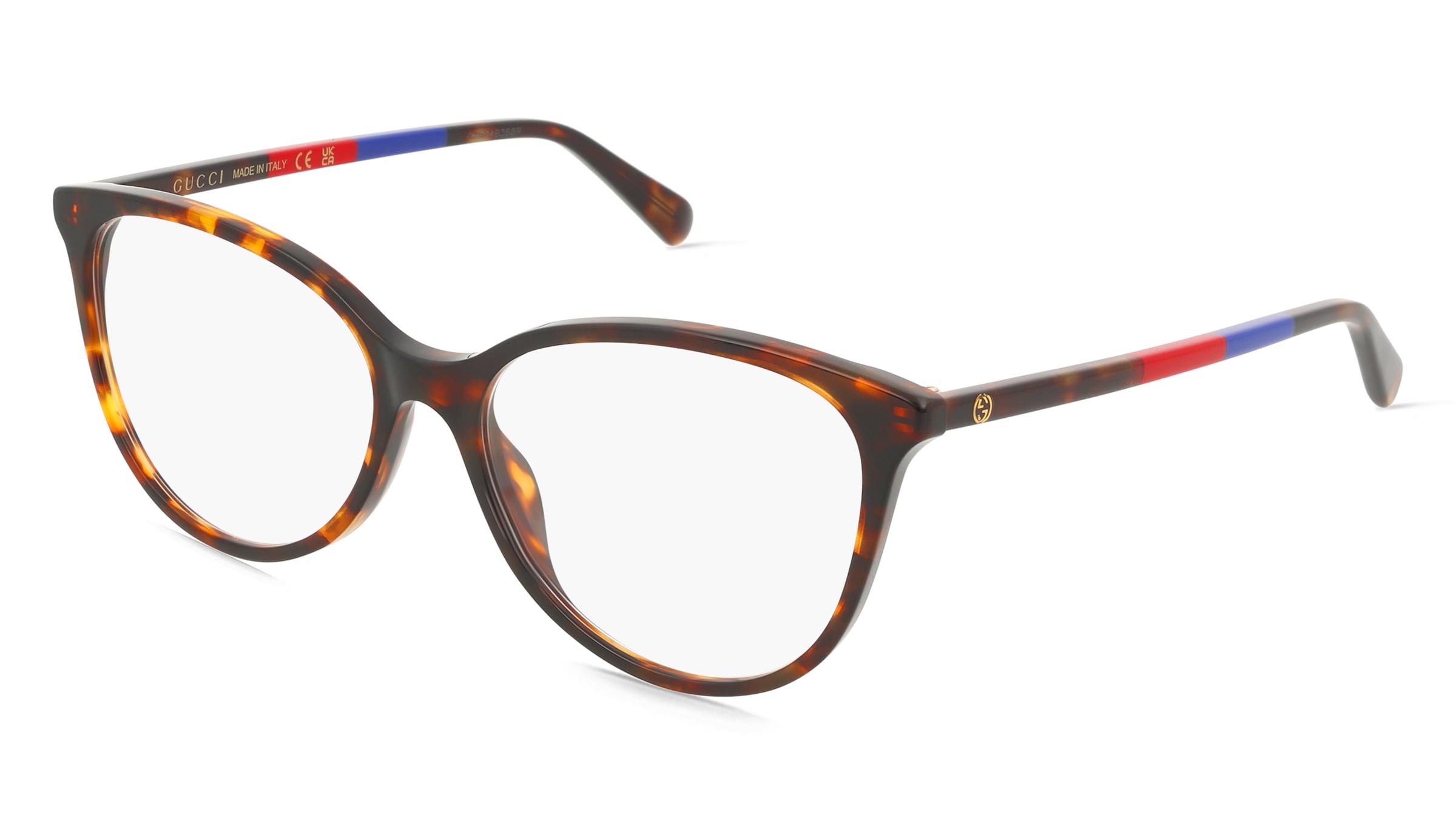 Gucci GG1359O Damen-Brille inkl. Gläser Vollrand Cat Eye Acetat-Gestell 60/16/140, Havanna