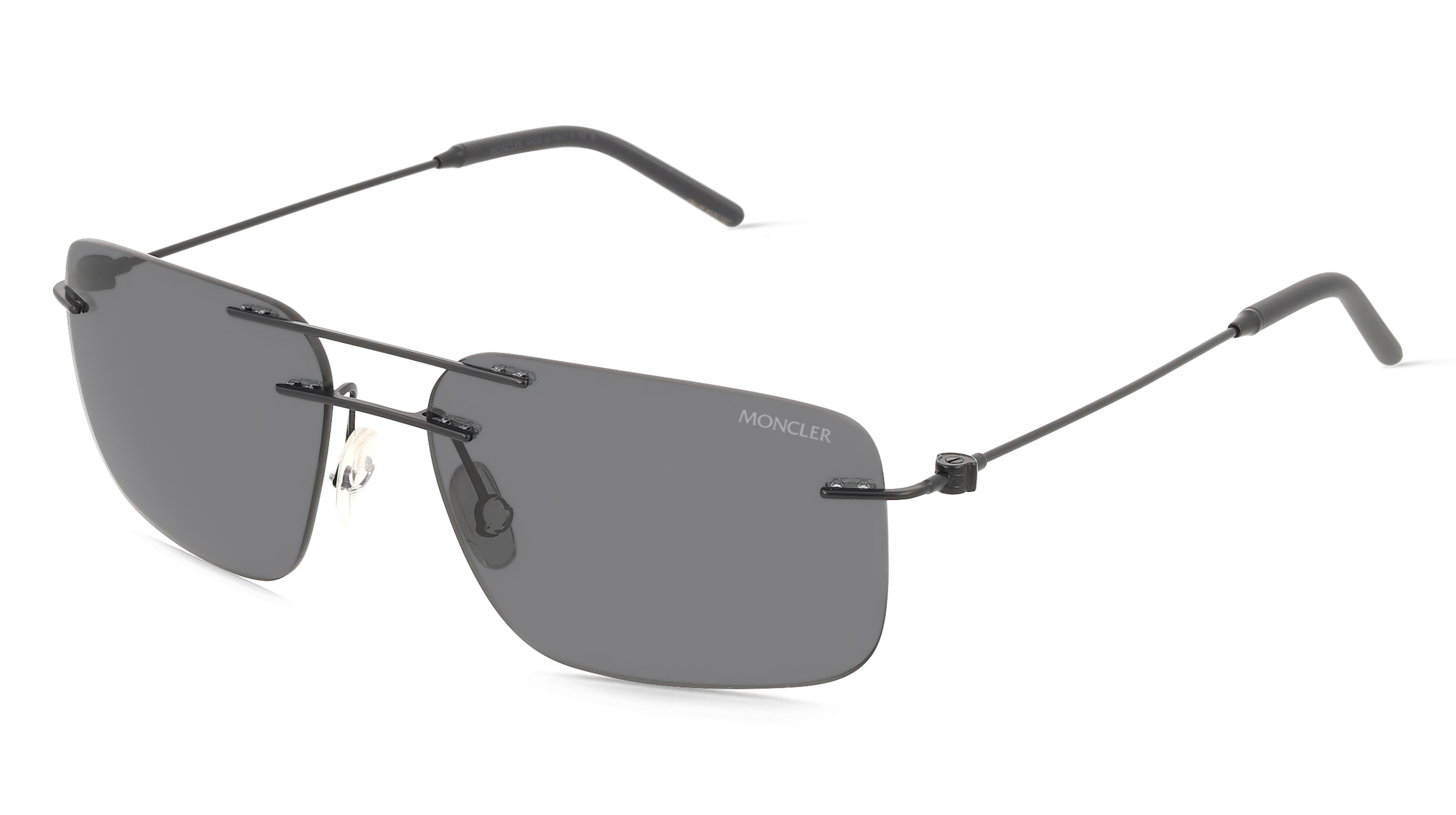 Moncler ME4003 DOPPLER Unisex-Sonnenbrille Randlos Eckig Metall-Gestell, Schwarz