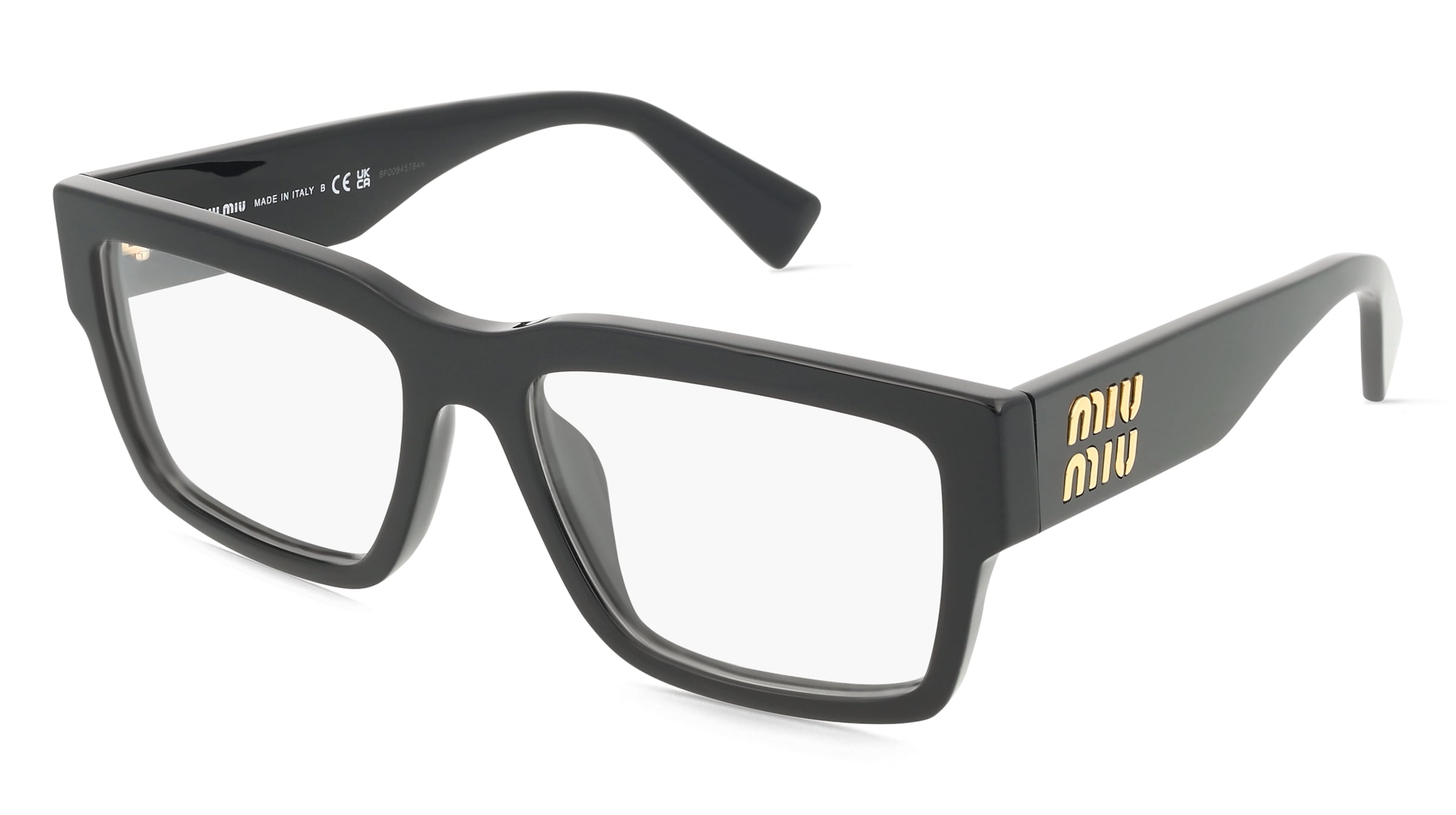 Miu Miu MU02XV Damen-Brille inkl. Gläser Vollrand Eckig Acetat-Gestell 54/17/140, Schwarz