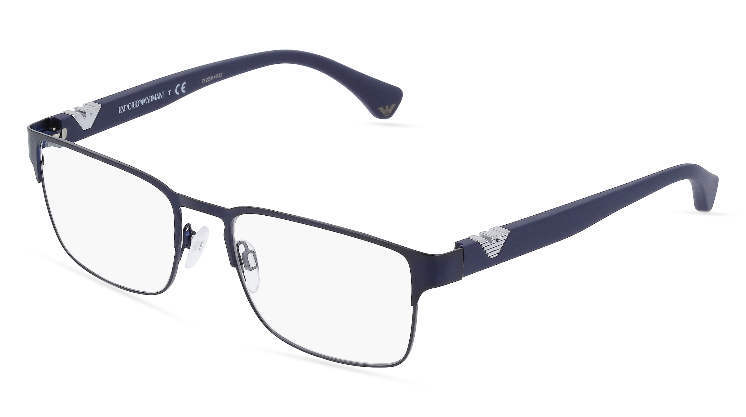 Emporio Armani EA 1027 Herren-Brille inkl. Gläser Vollrand Quadratisch Metall-Gestell 55/18/140, Blau