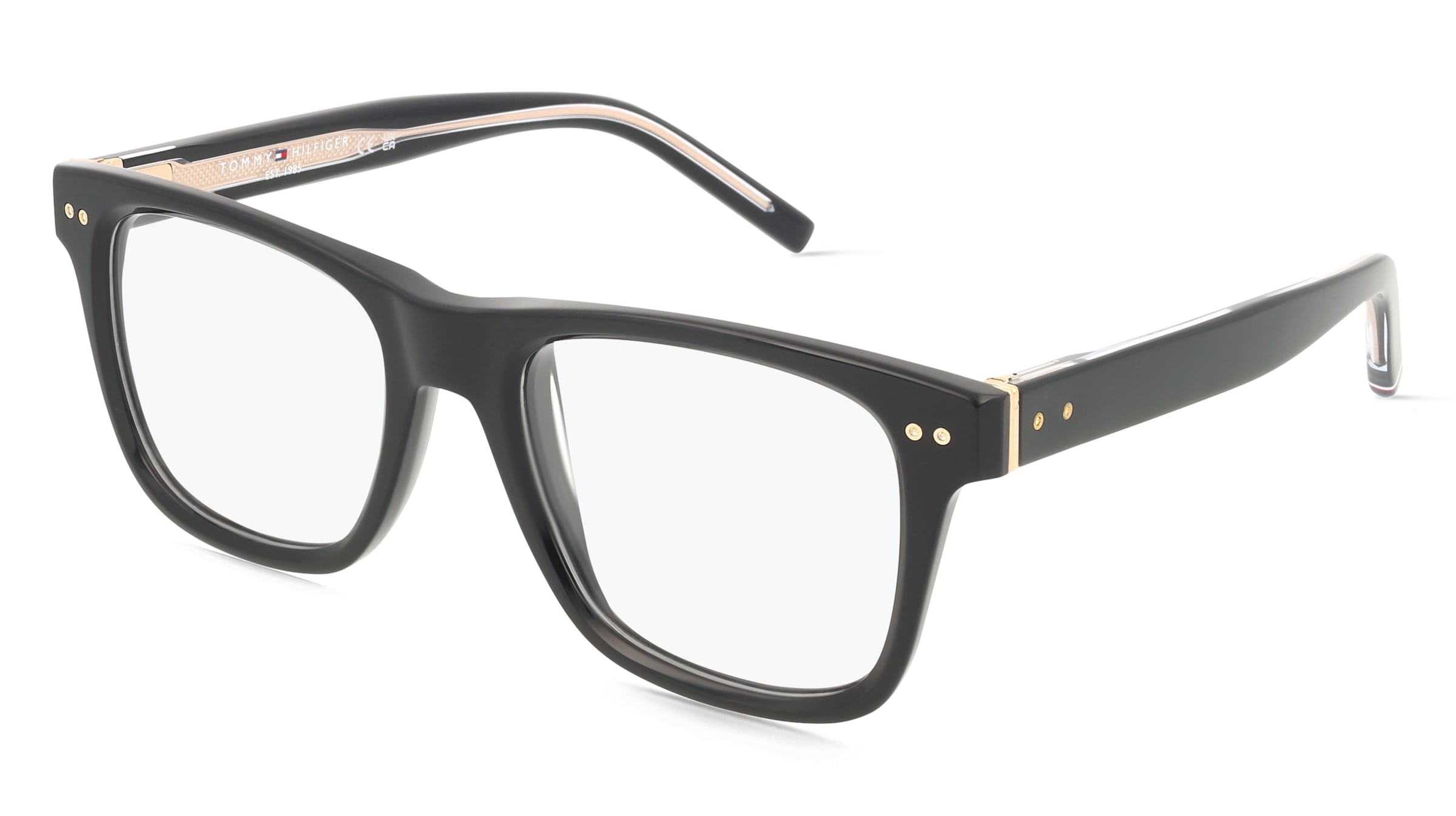Tommy Hilfiger TH 85 Herren-Brille inkl. Gläser Vollrand Quadratisch Acetat-Gestell 52/20/150, Schwarz