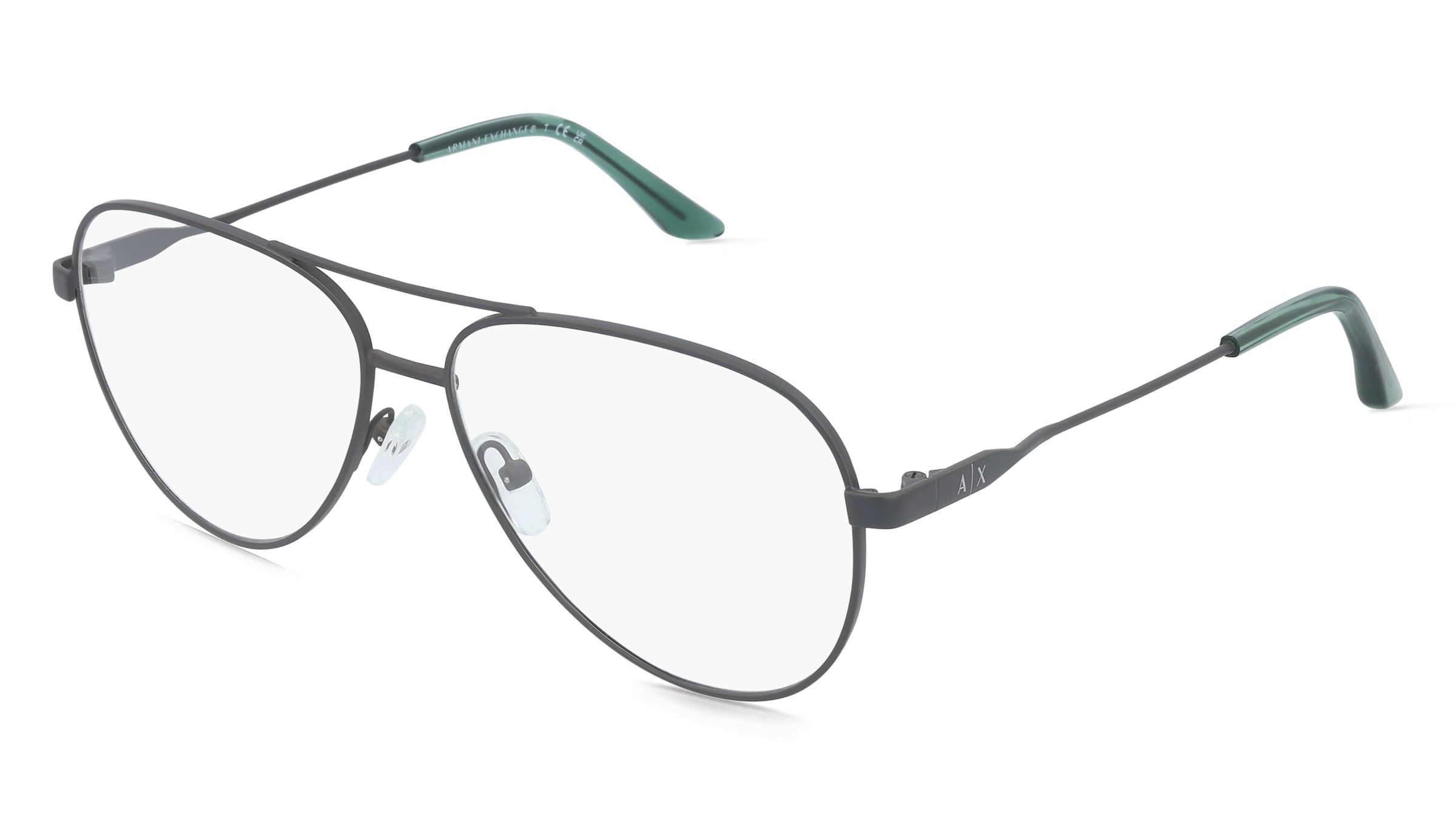 Emporio Armani AX1077 Unisex-Brille inkl. Gläser Vollrand Pilot Metall-Gestell 57/14/145, Grau
