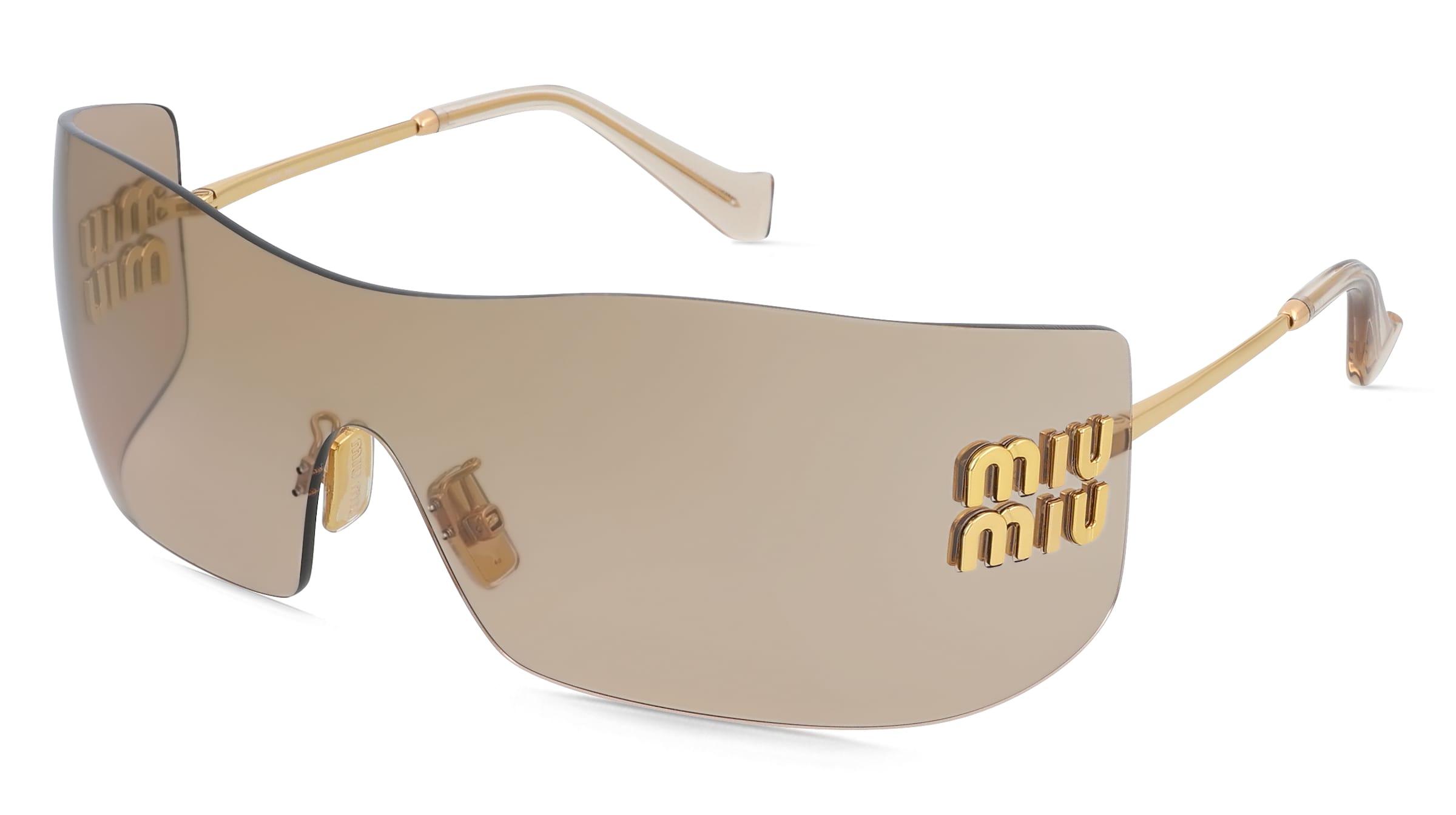 Miu Miu MU B53S Damen-Sonnenbrille Randlos Eckig Metall-Gestell, Gold