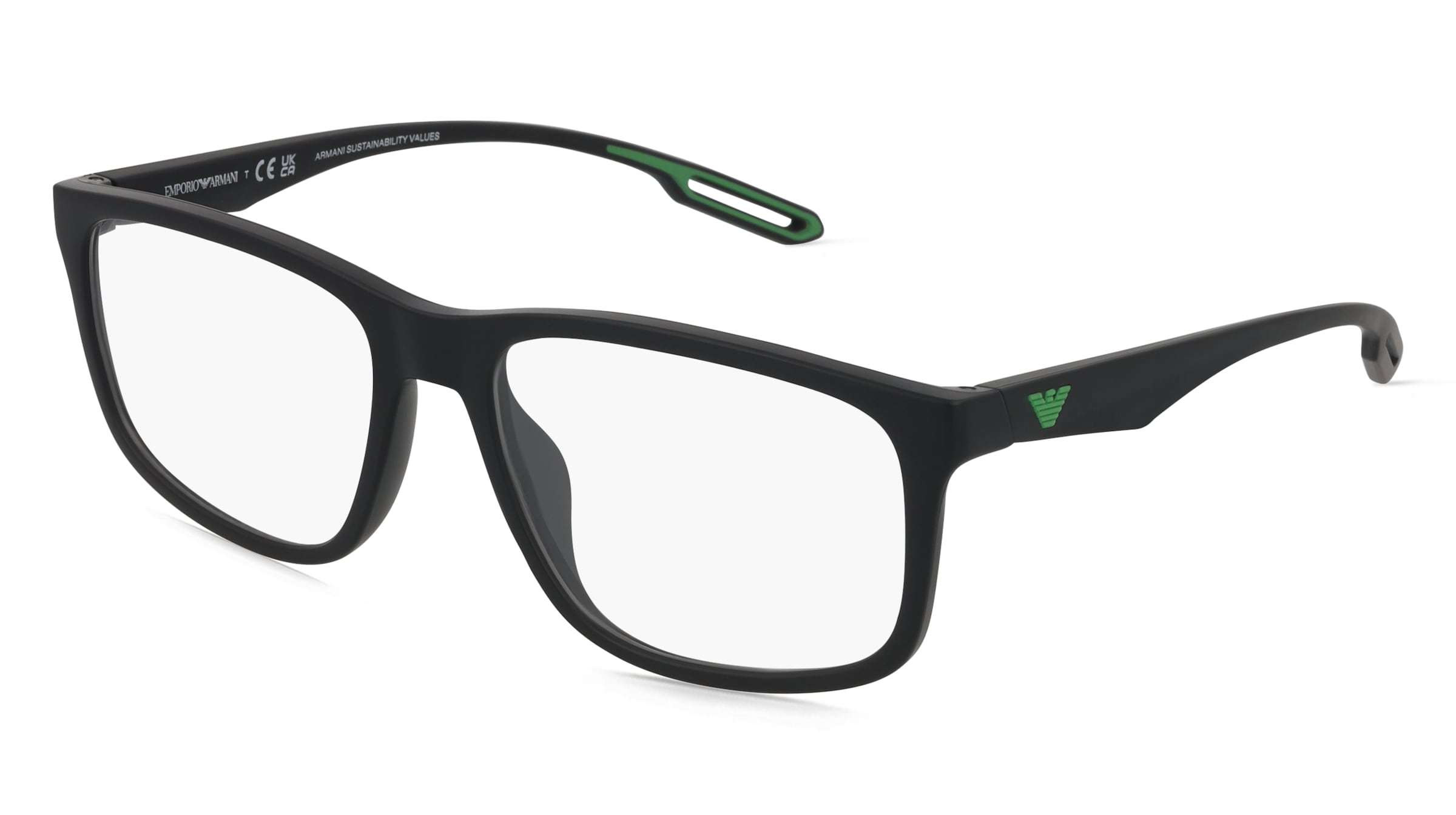 Emporio Armani EA3209U Herren-Brille inkl. Gläser Vollrand Quadratisch Acetat-Gestell 56/17/145, Schwarz